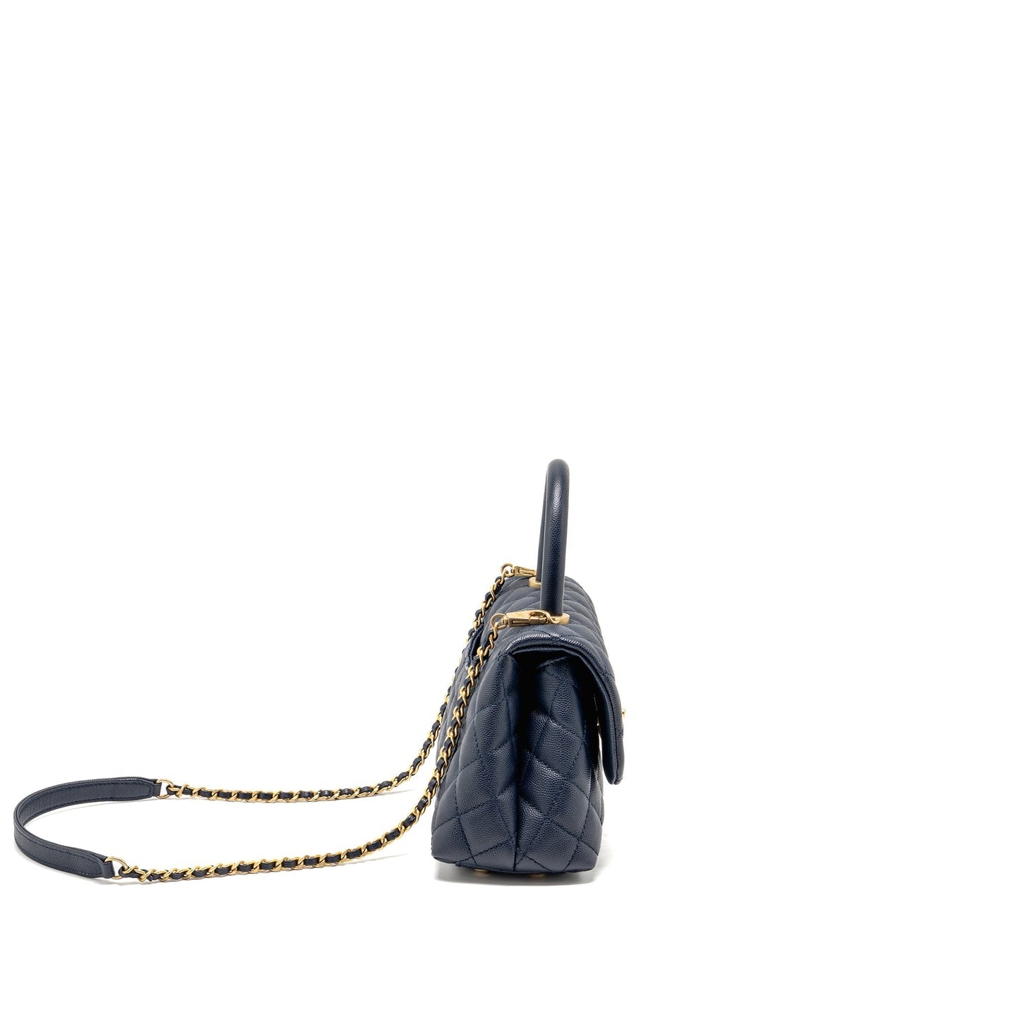 Chanel Coco Handle Caviar Navy GHW Small Handbag