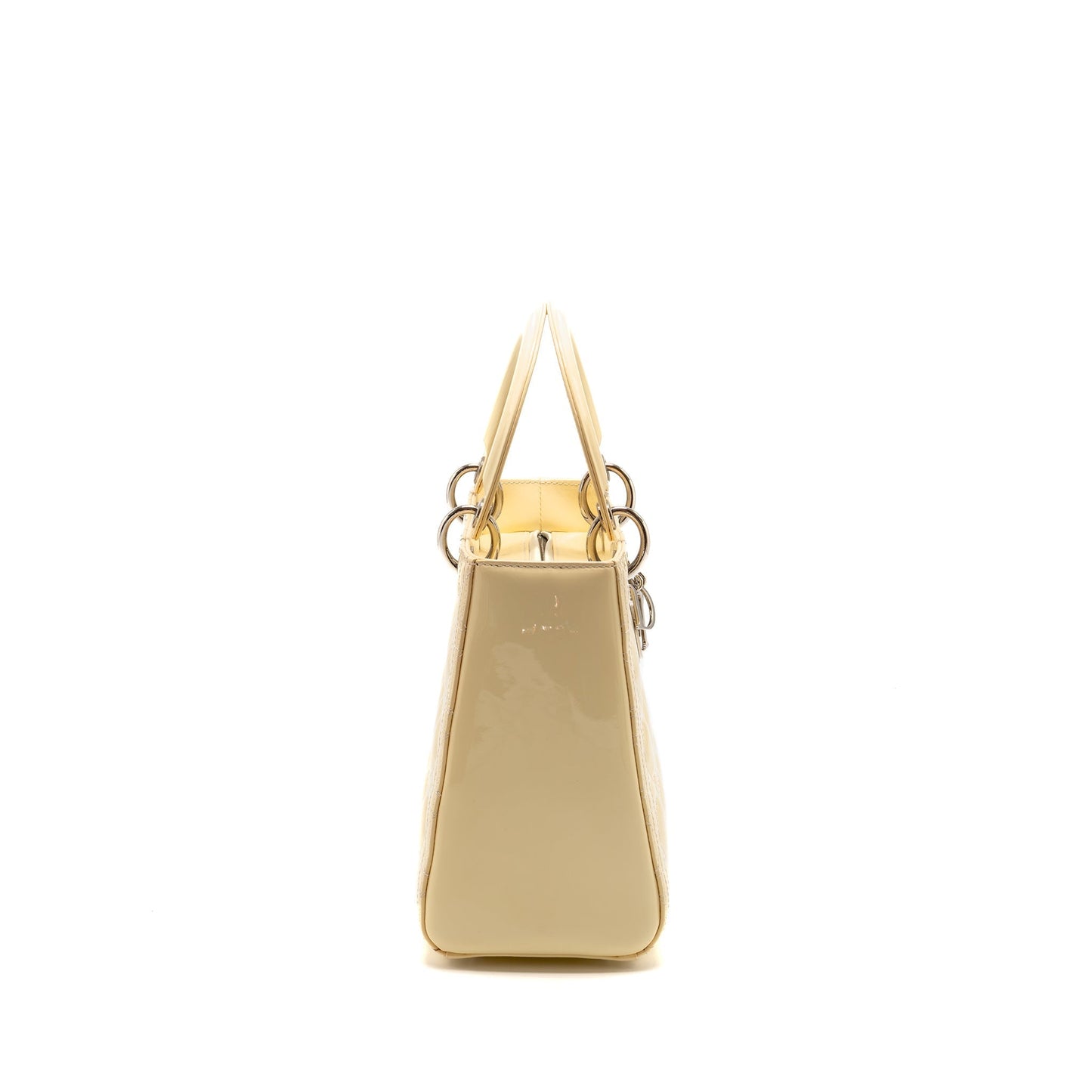 Dior Lady Patent Light Yellow Handbag Medium Travel Bag