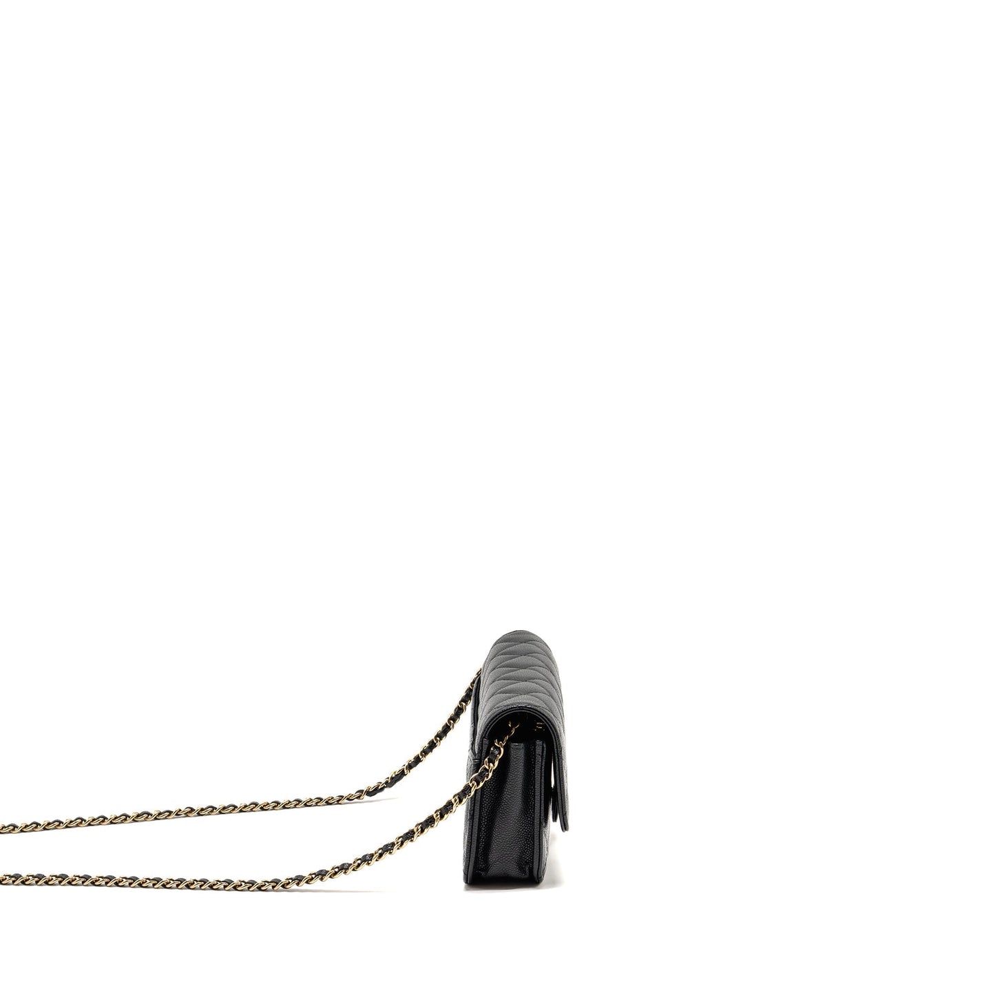Chanel Quilted CC on Caviar LGHW Microchip Black Clutch Bag