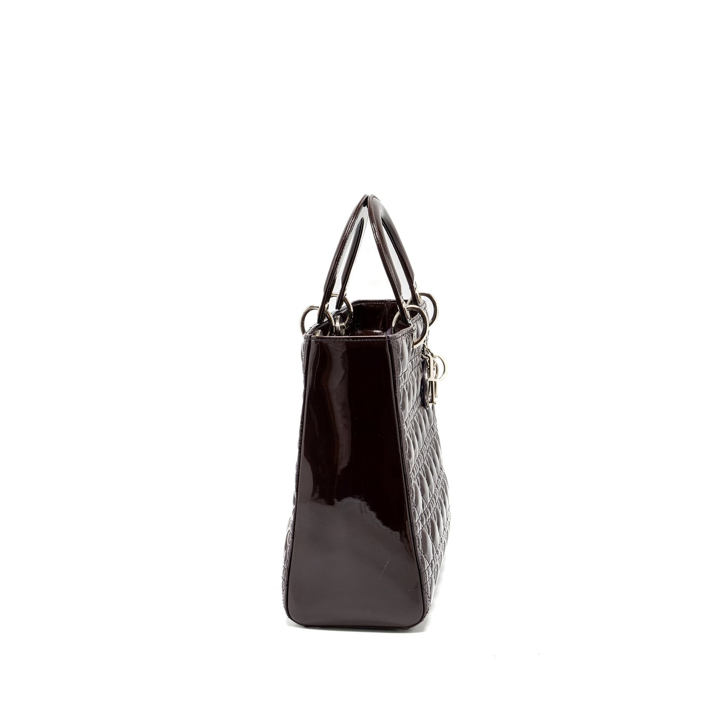 Dior Lady Patent Burgundy Handbag Large Travel Bag