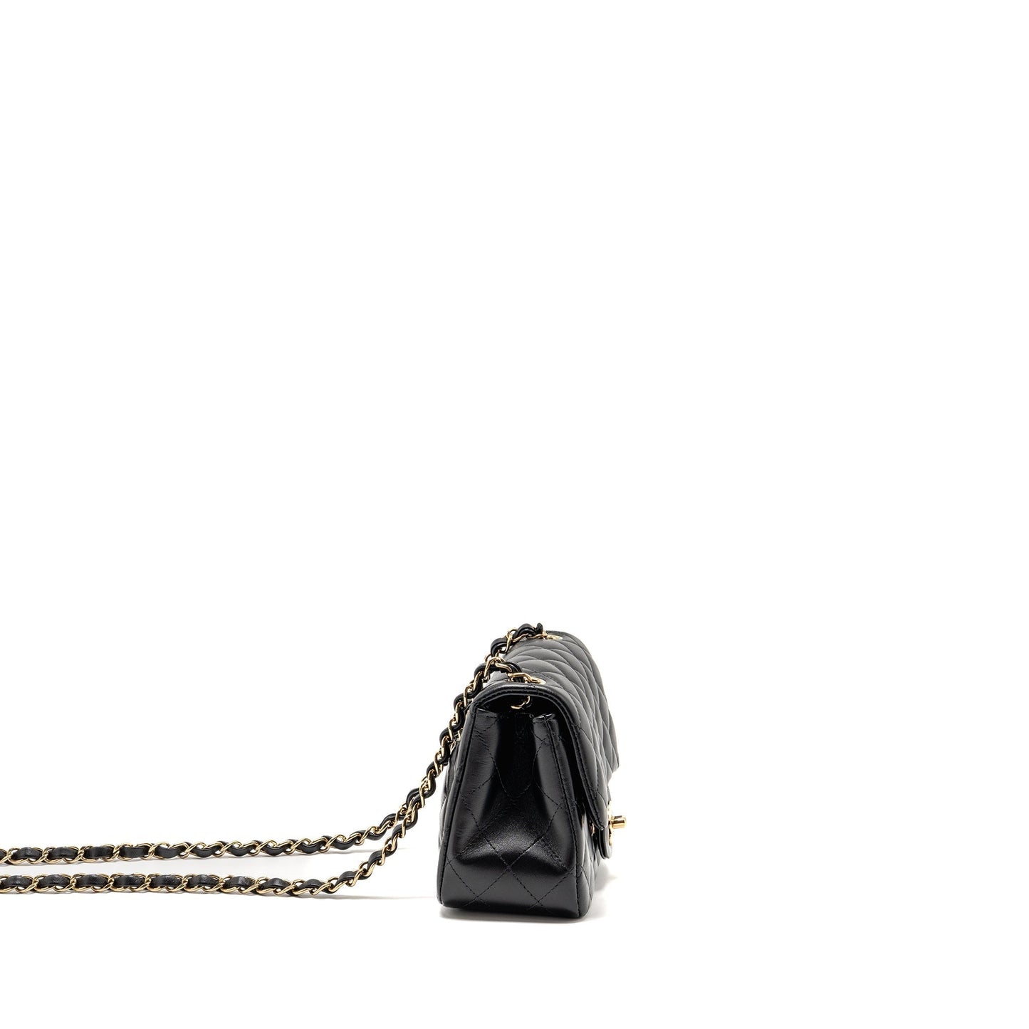 Chanel Square Flap Lambskin LGHW Microchip Black Shoulder Bag 11