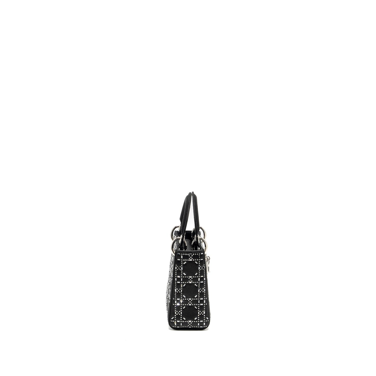 Dior Lady Stain Crystal Handbag Black Mini Travel Bag