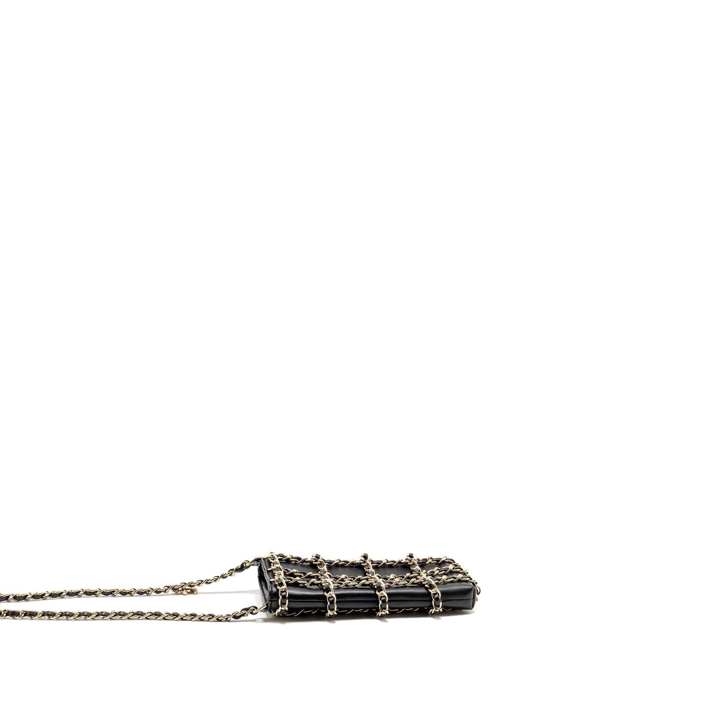 Chanel O Vertical phone holder lambskin GHW Black Gold Clutch Bag