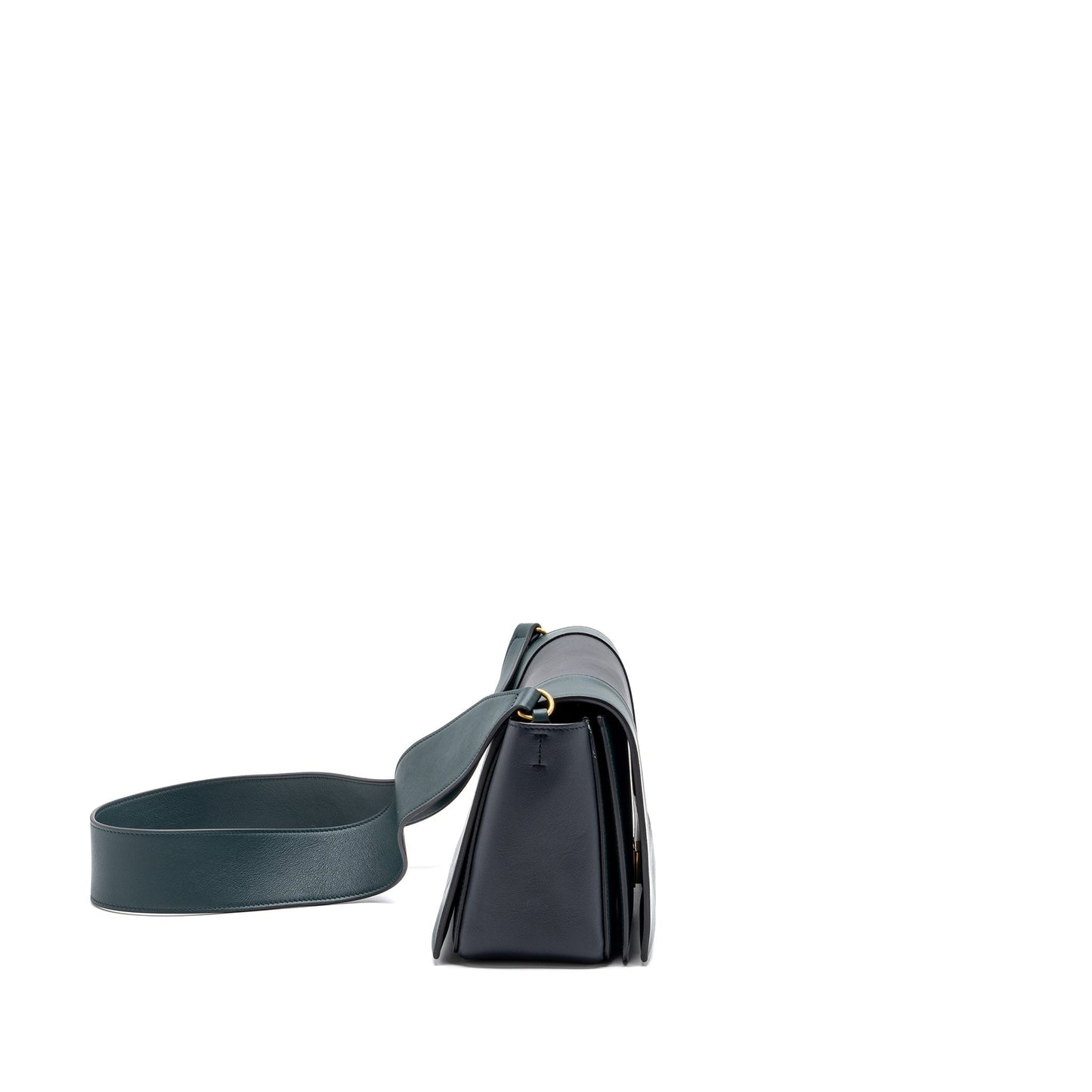 Celine Frame Purse Calfskin Dark Dark Handbag Blue Green Travel Bag