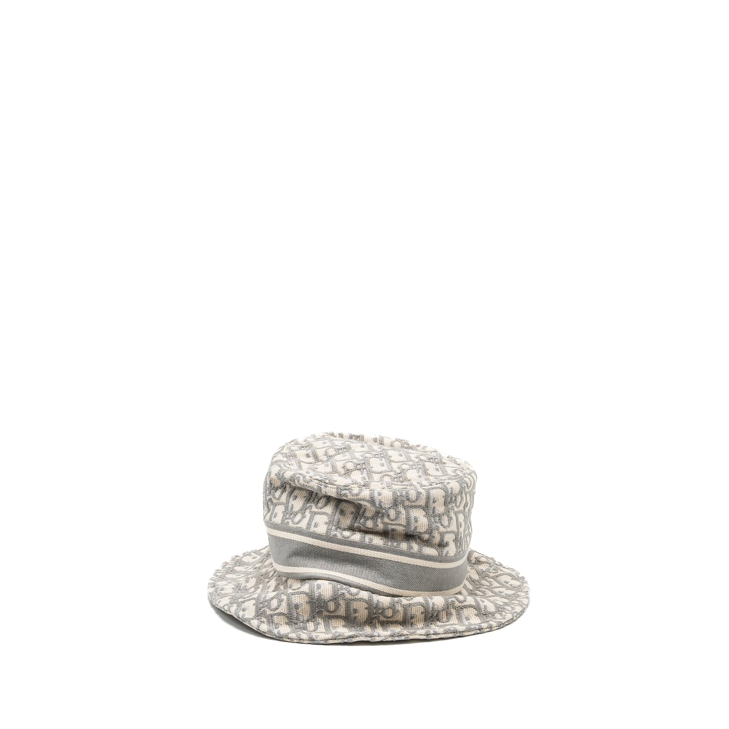 Dior Size Oblique Brim Hat Gray Handbag White Small Bucket Bag