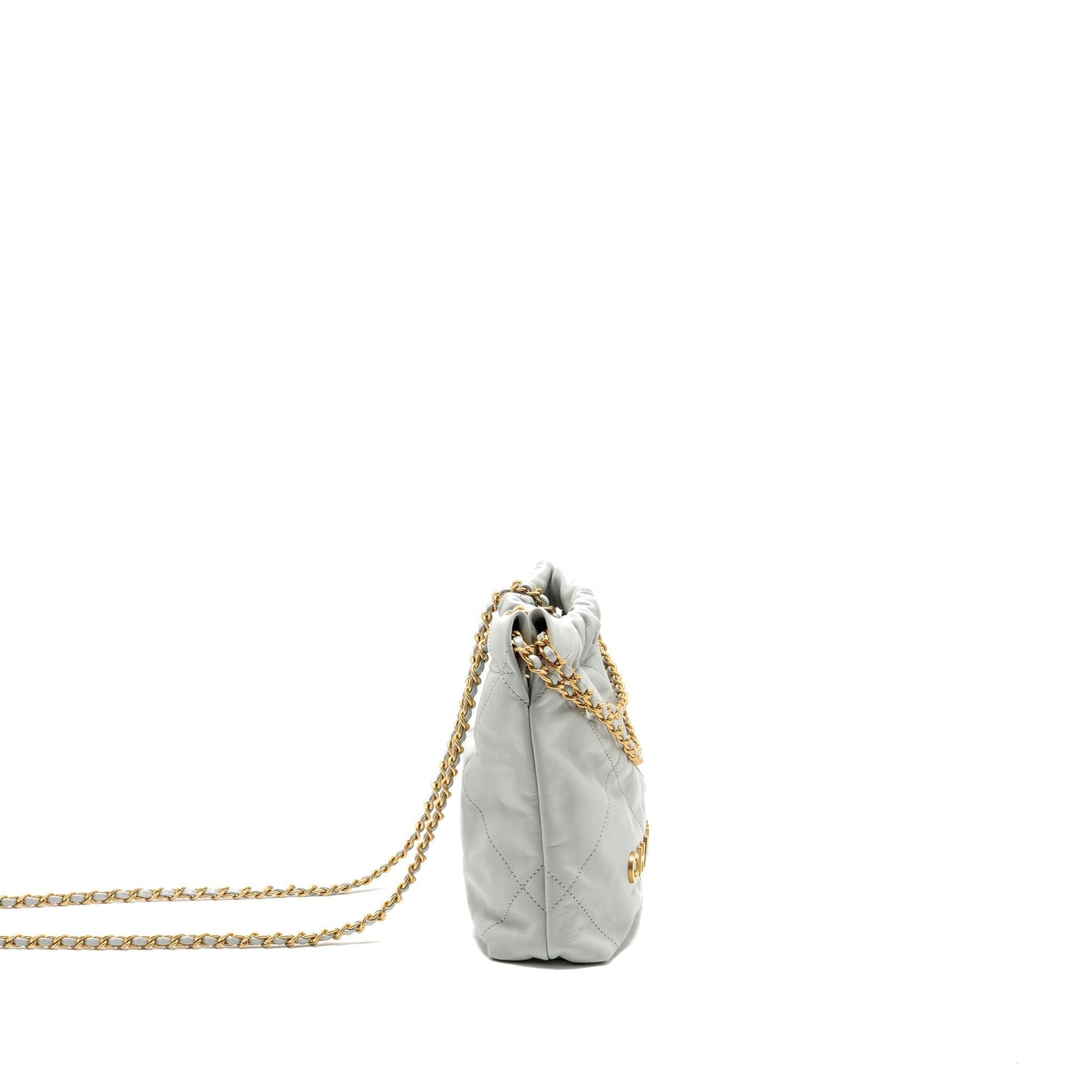 Chanel 22 Calfskin Light GHW Microchip Grey Mini Bag