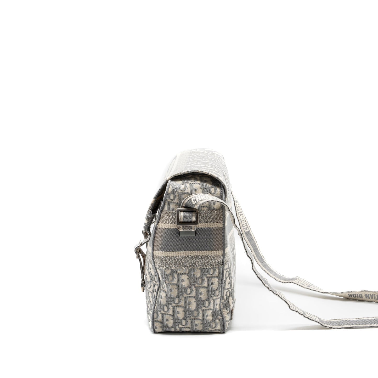 Dior camp Messenger Purse Oblique Embroidery Light Grey Travel Bag