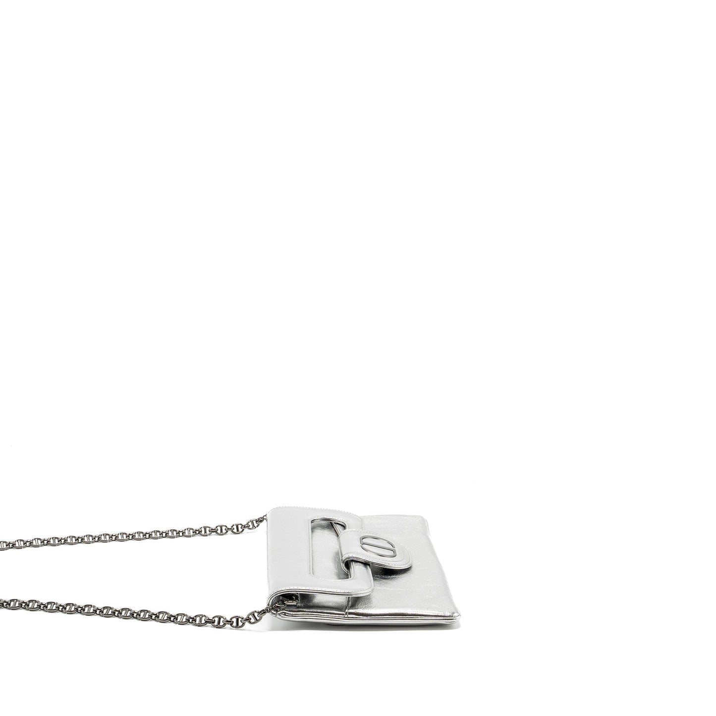 Dior double Clutch With Chains Calfskin Argent Hardware Black Clutch Bag