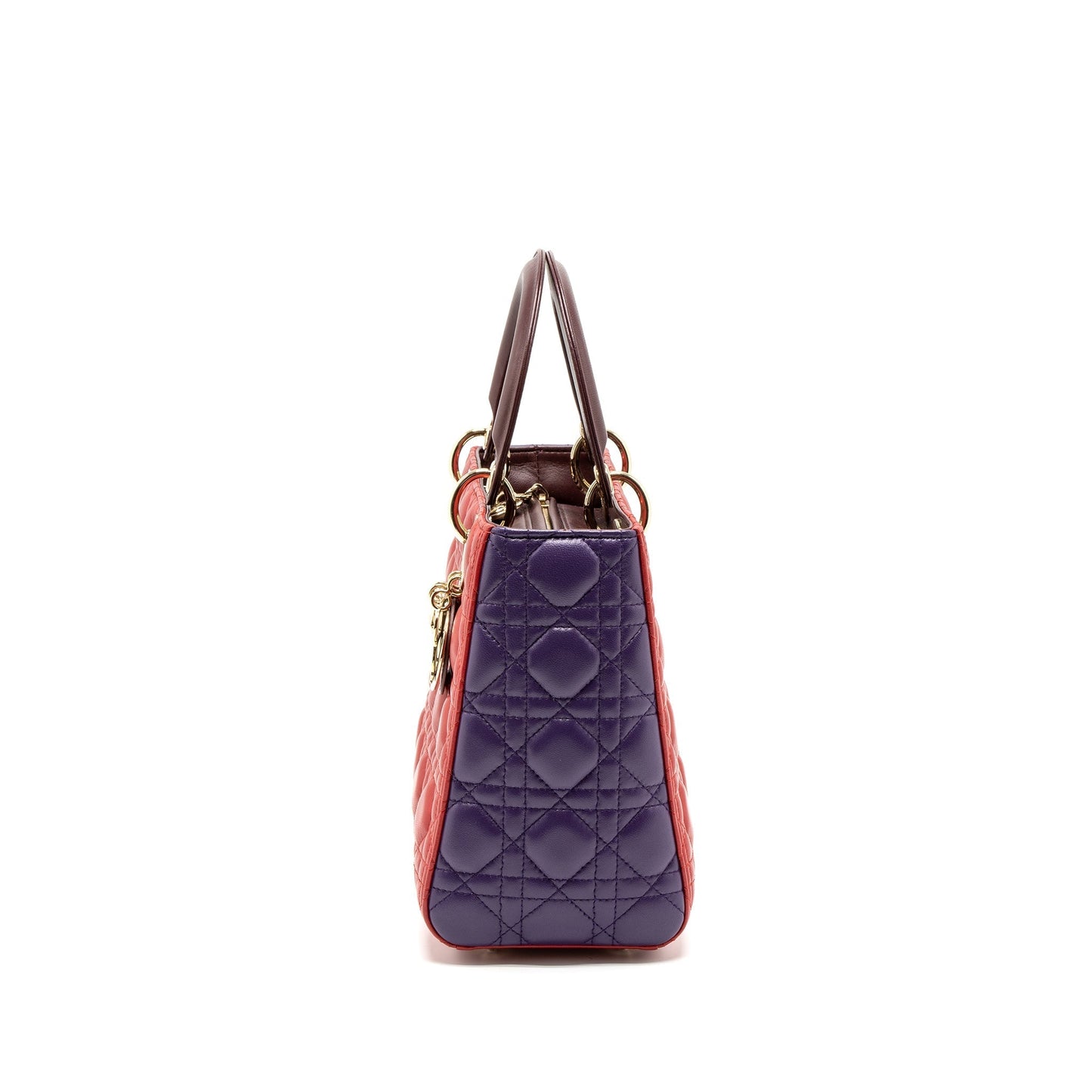 Dior Lady Purse Lambskin Multicolour Handbag Red Medium Travel Bag