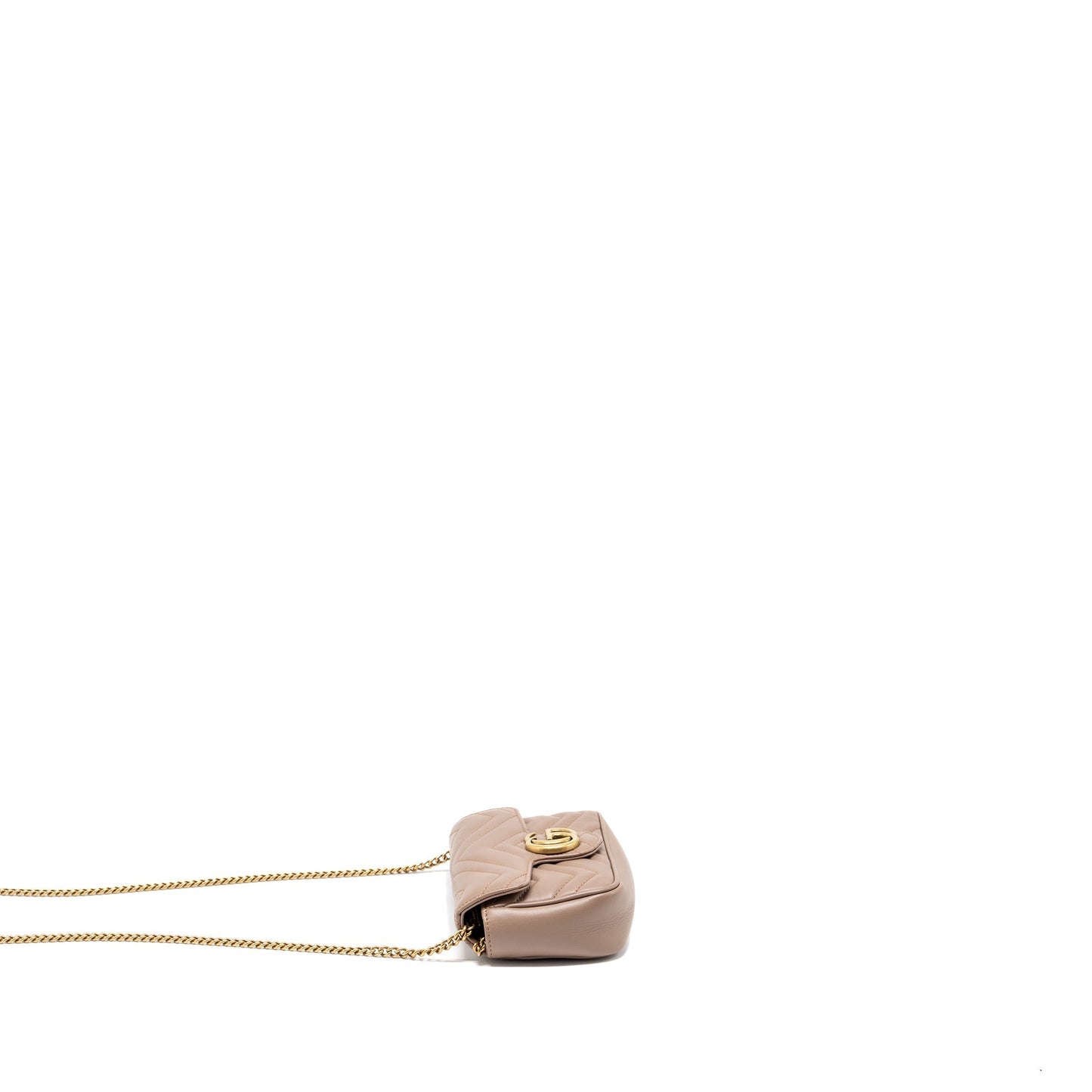 Gucci Super Marmont Calfskin Handbag Beige Mini Travel Bag