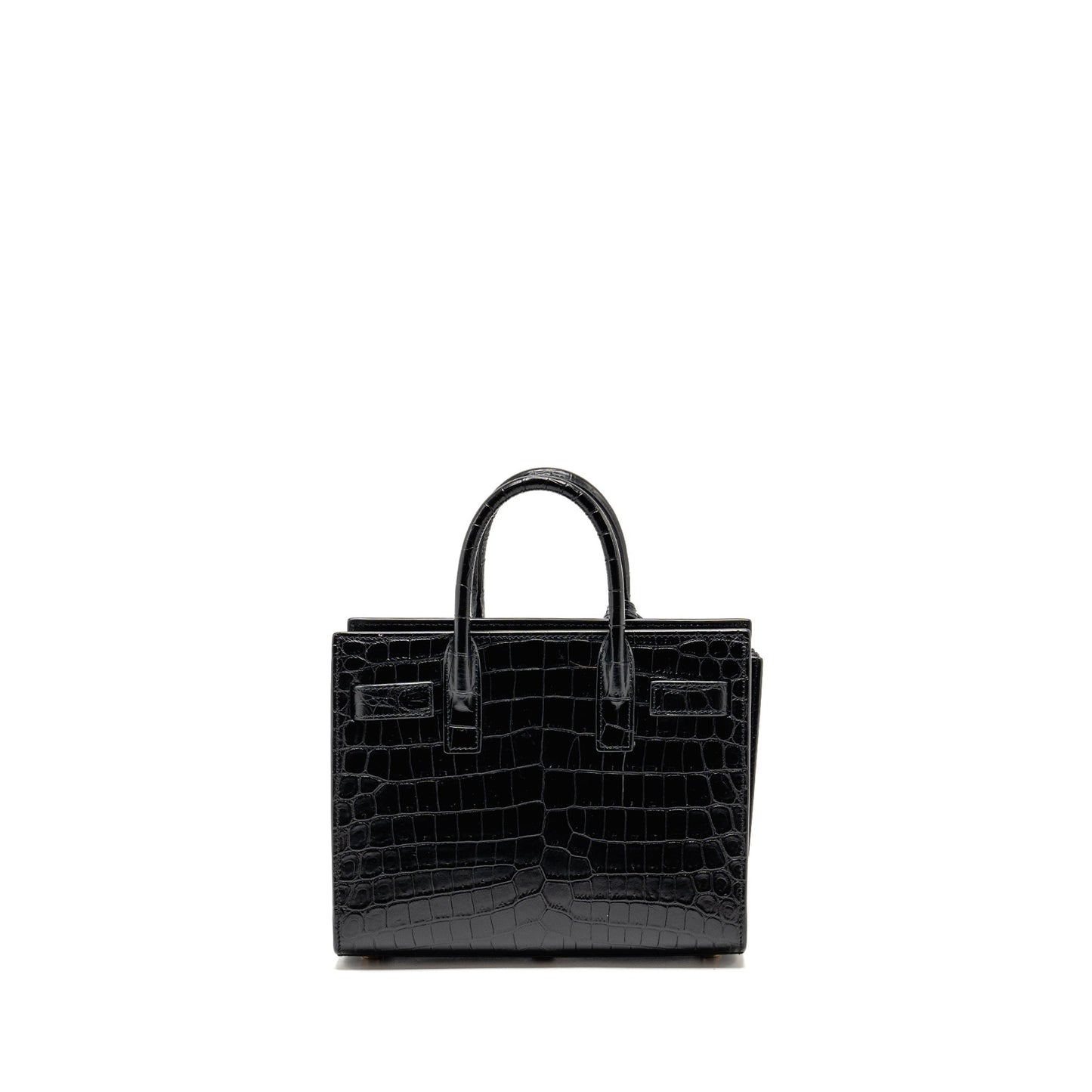 YSL Saint Laurent Nano Sac De Jour Crocodile Embossed Calfskin Black Travel Bag