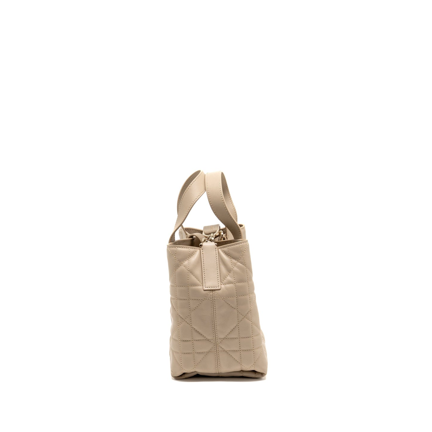 Dior Toujours Vertical Tote Purse Macrocannage Calfskin Powder Beige Small Tote Bag