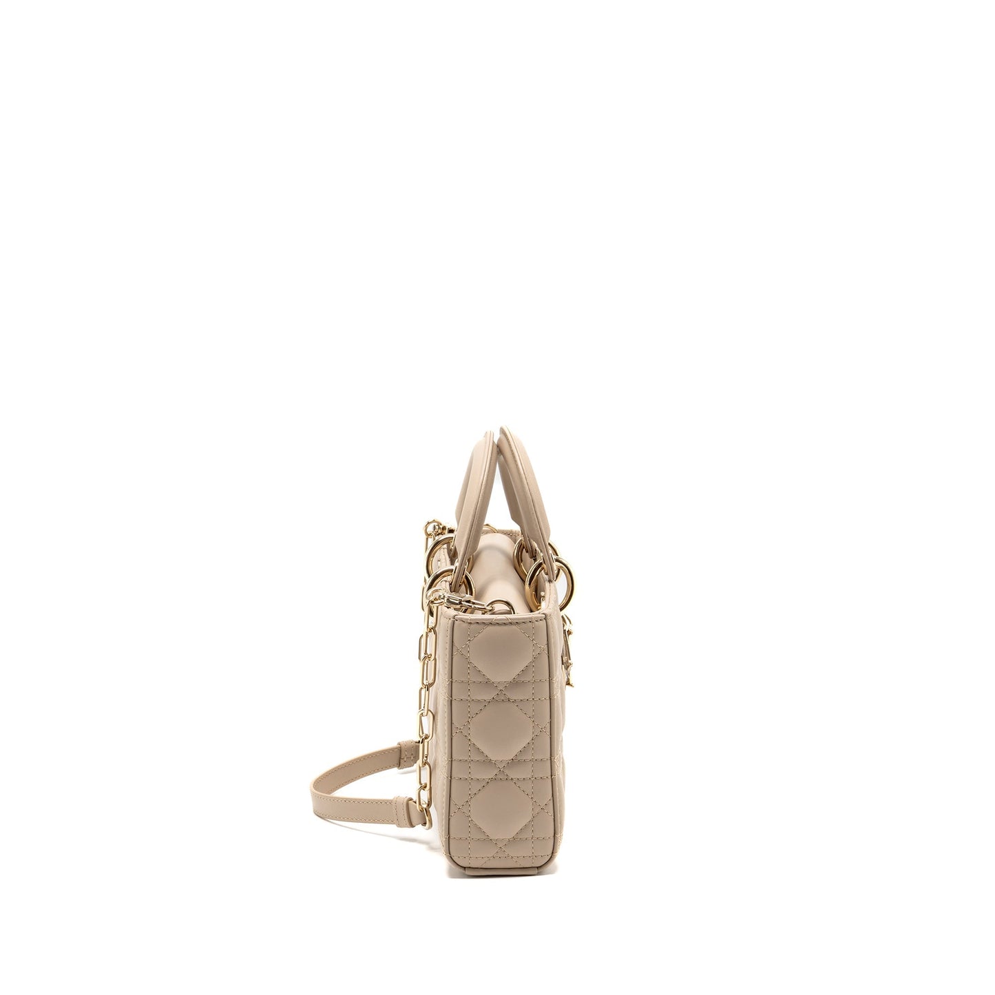 Dior Lady D Joy Purse Cannage Lambskin Powder Beige Medium Travel Bag