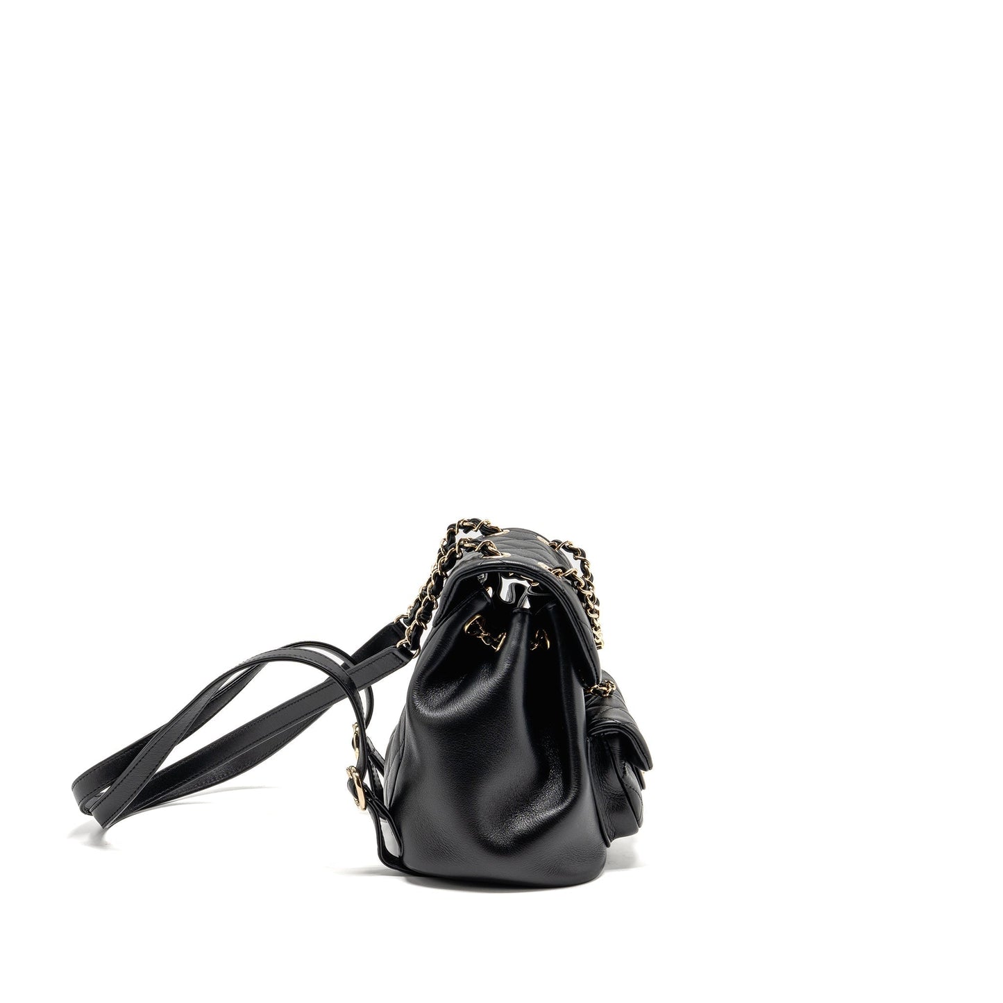 Chanel Duma Backpack Calfskin LGHW Microchip Black Lghw Microchip