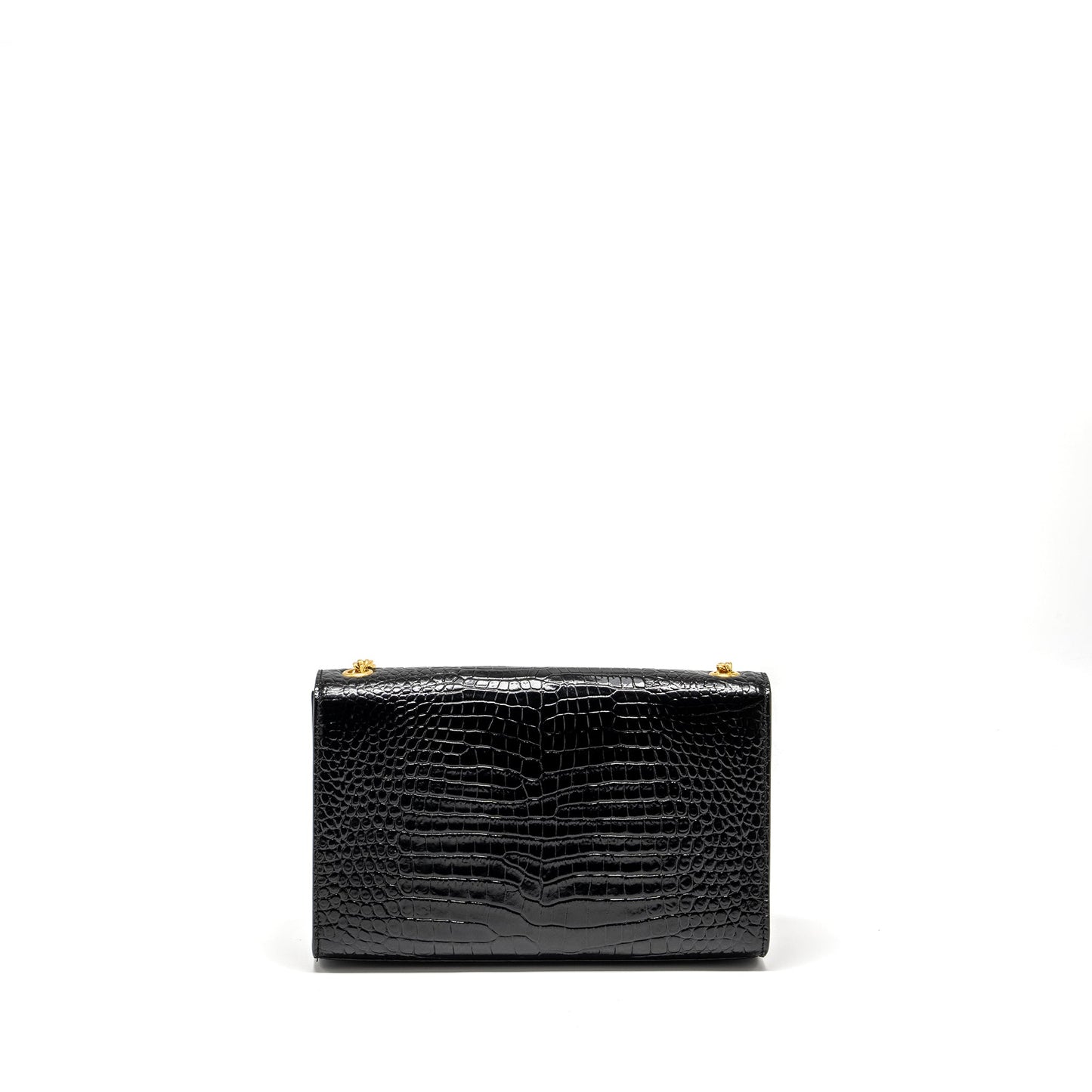 YSL Saint Laurent Kate Tassel Purse Crocodile Embossed Calfskin Travel Black Travel Bag