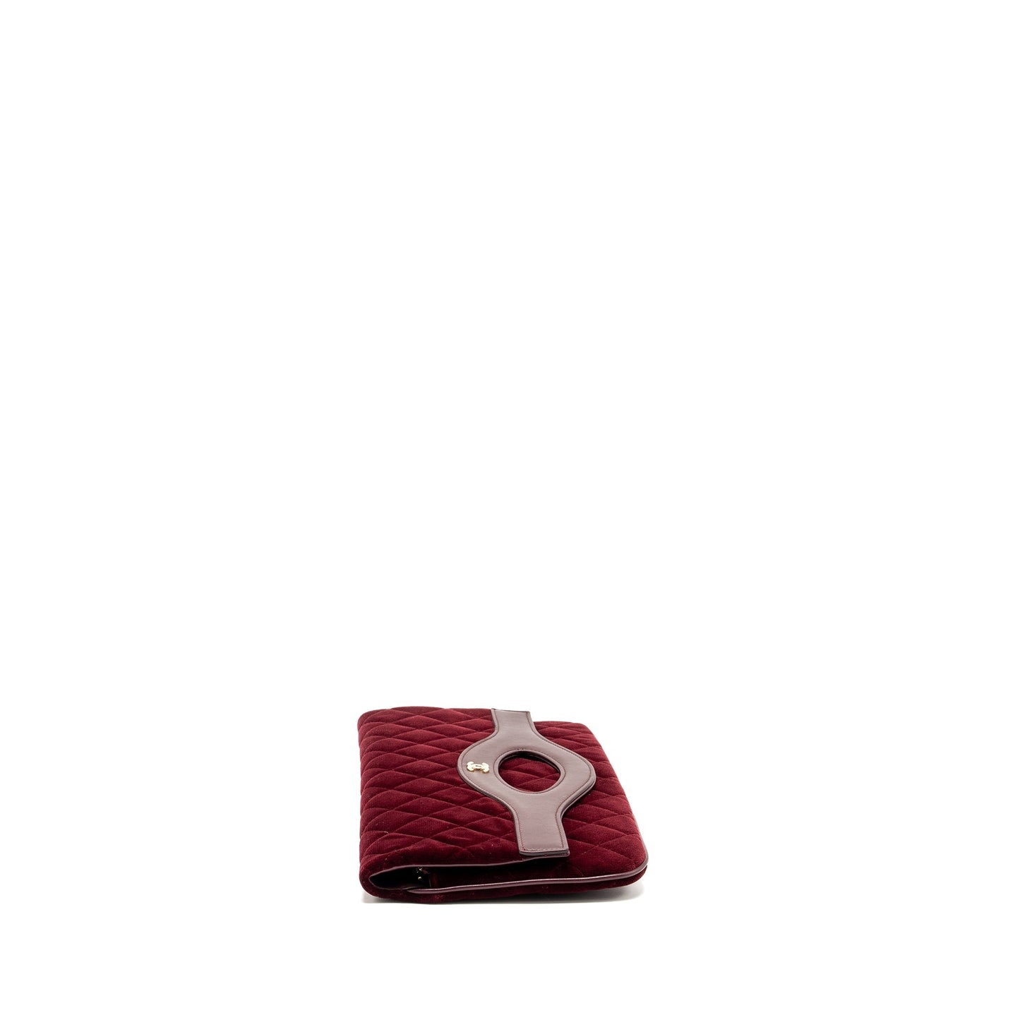 Chanel Folding Velvet Lambskin Burgundy LGHW Clutch Bag