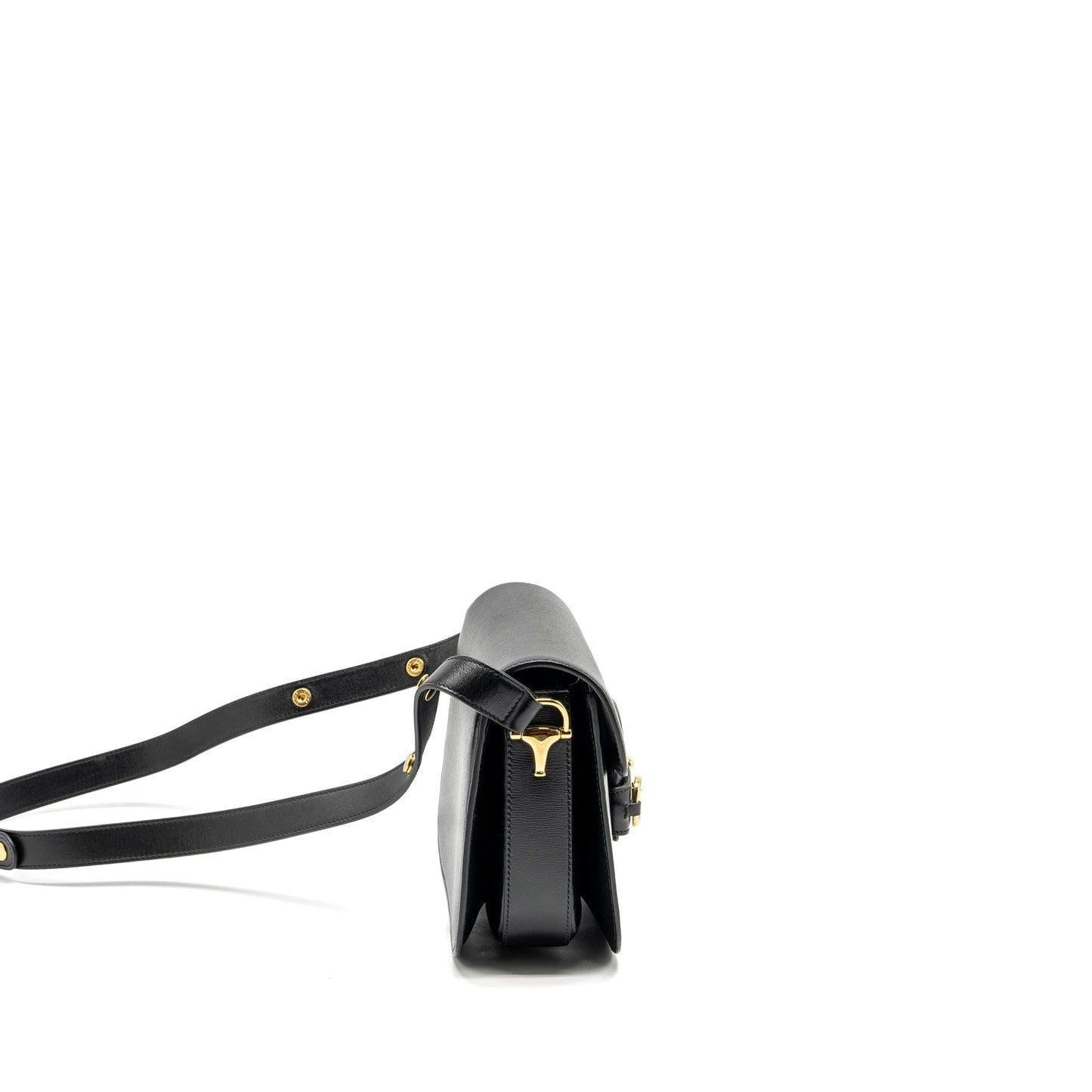 Gucci Horsebit Shoulder Bag Calfskin Black