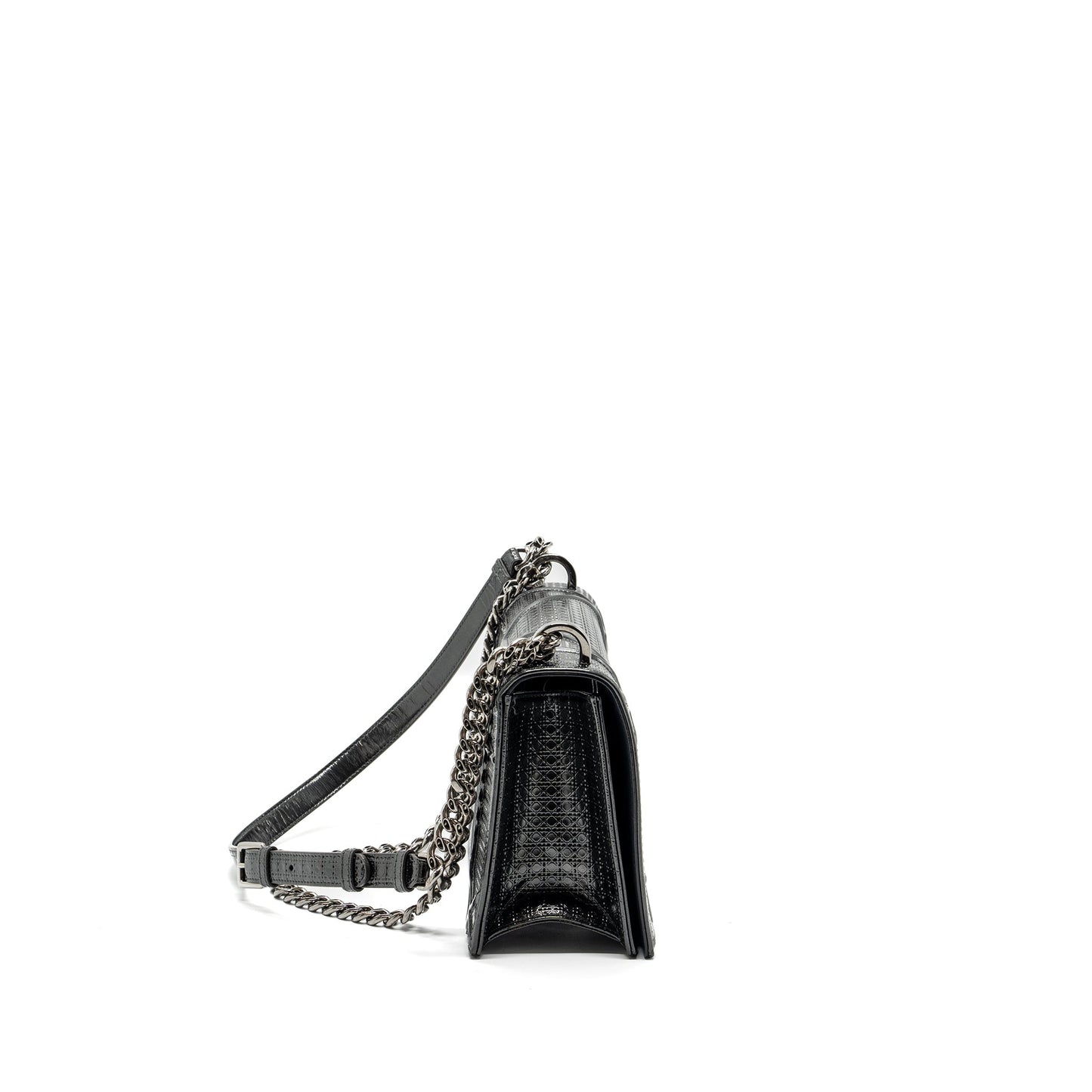 Dior ama Calfskin Metallic Handbag Silver Medium Travel Bag