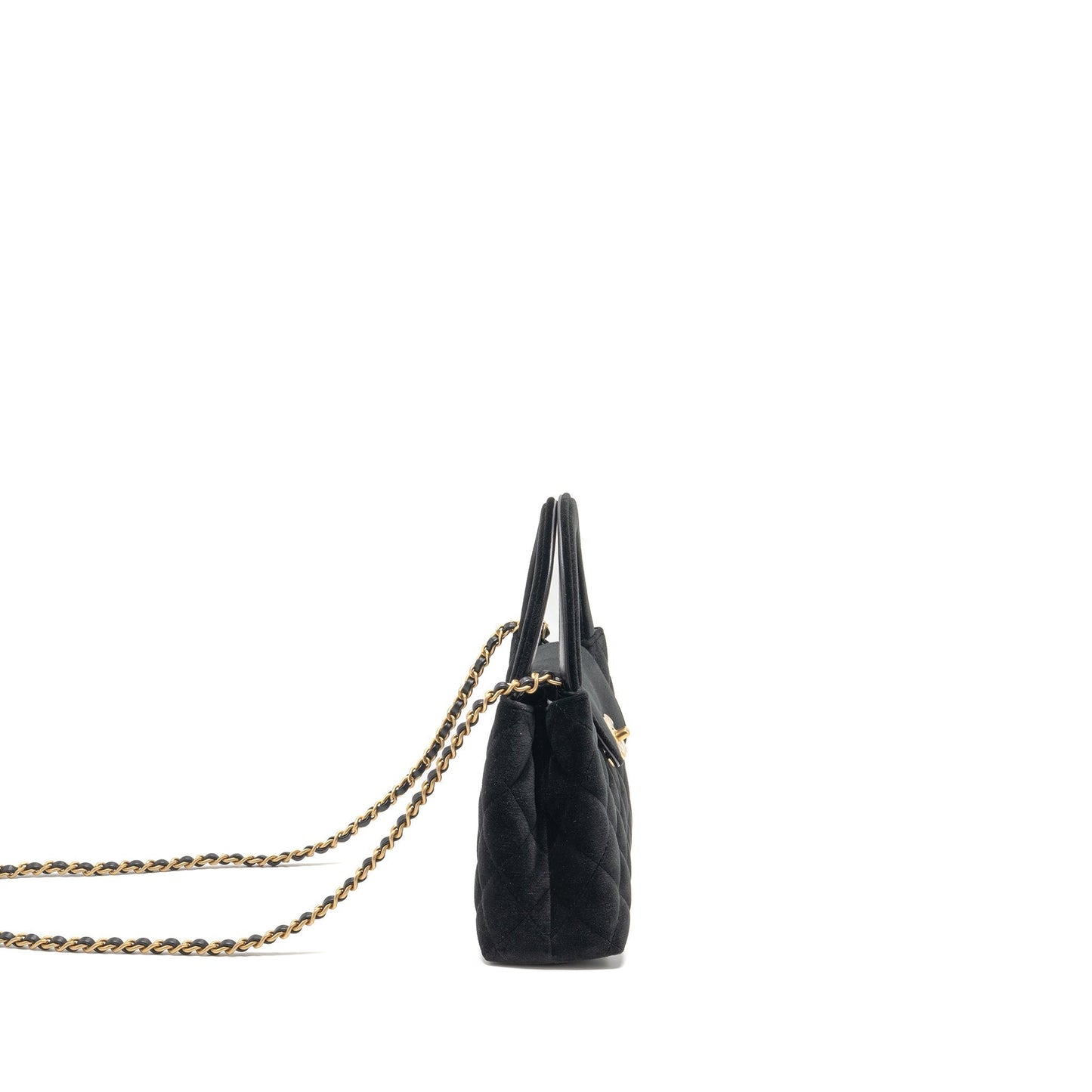 Chanel Kelly Shopping Velvet GHW microchip Black Tote Bag