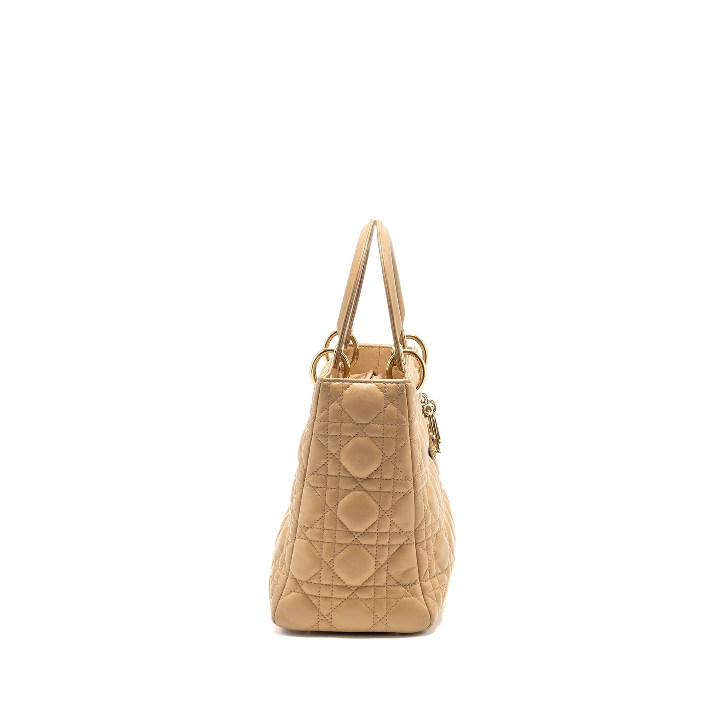 Dior Lady Lambskin Handbag Beige Medium Travel Bag