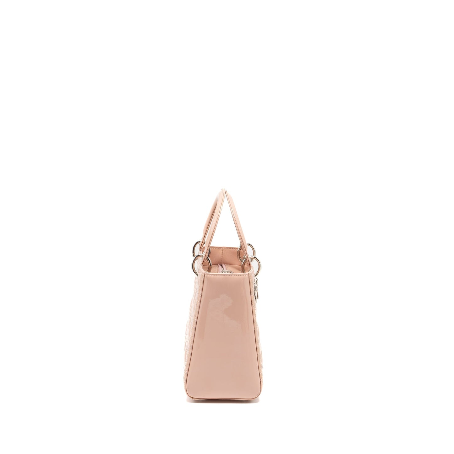 Dior Lady Patent Handbag Pink Medium Travel Bag