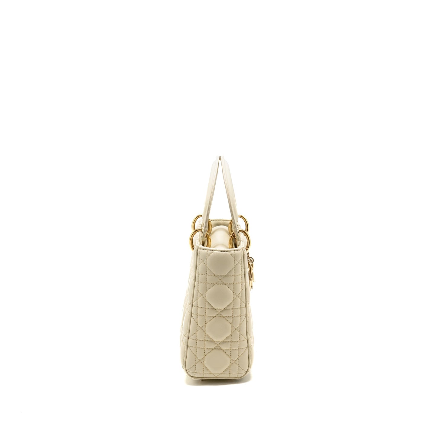 Dior Lady Lambskin Handbag White Small Travel Bag