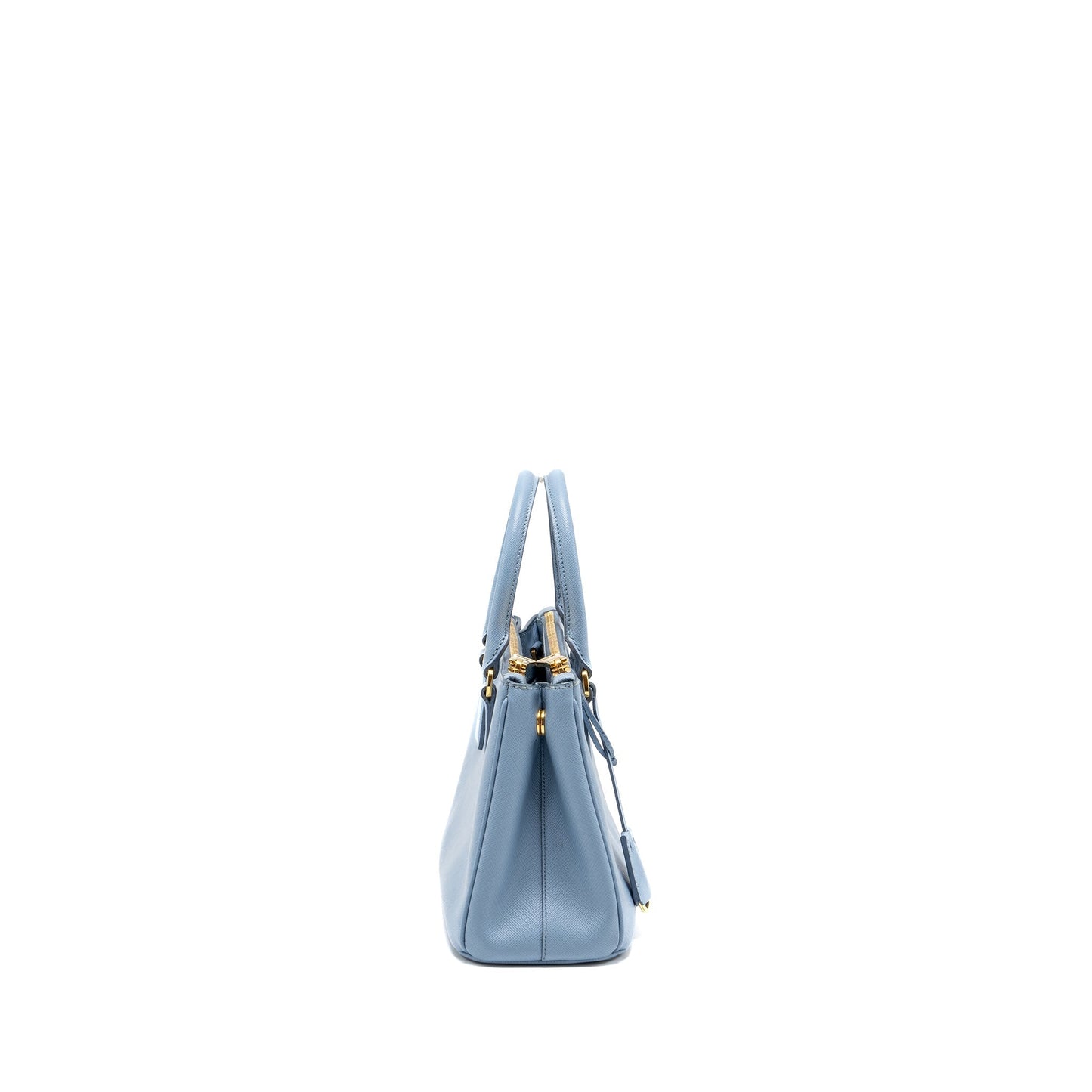 Prada Saffiano Tote Purse Calfskin Light Handbag Blue Small Tote Bag