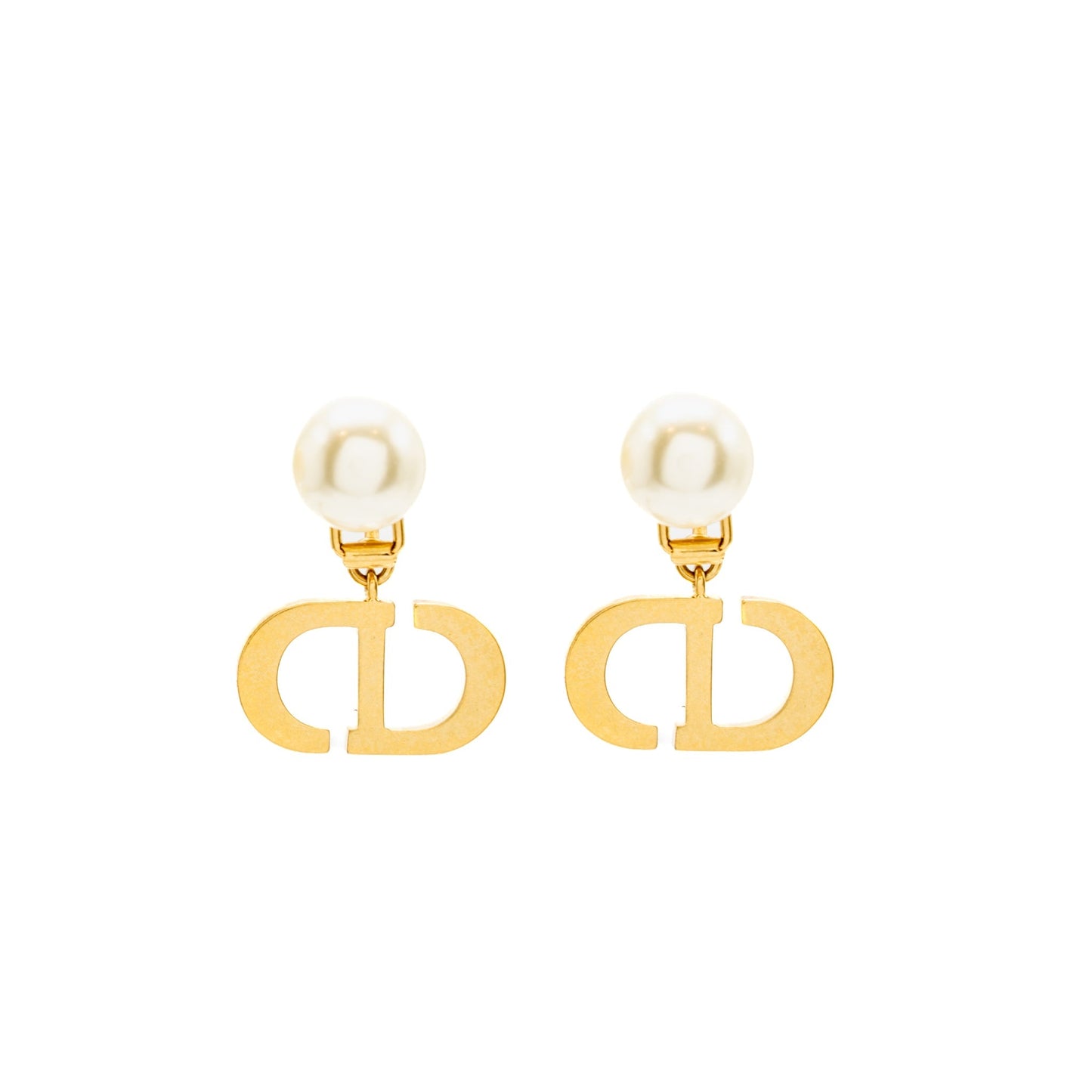 Dior Pearl Dropped Ear Clips Tone (Sell In Gold Travel Bag