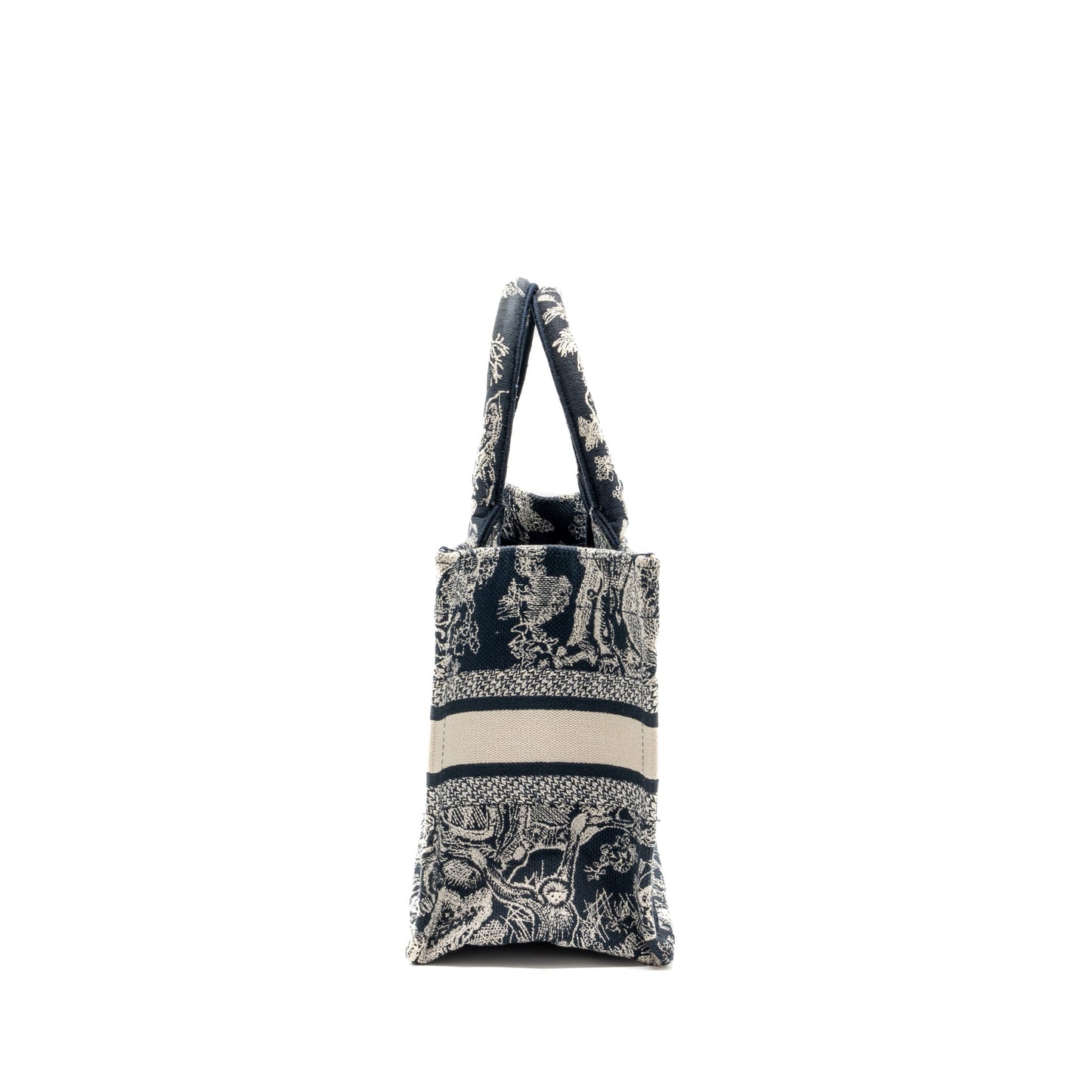 Dior Book Tote Toile De Jouy Embroidery Handbag Blue Small Tote Bag