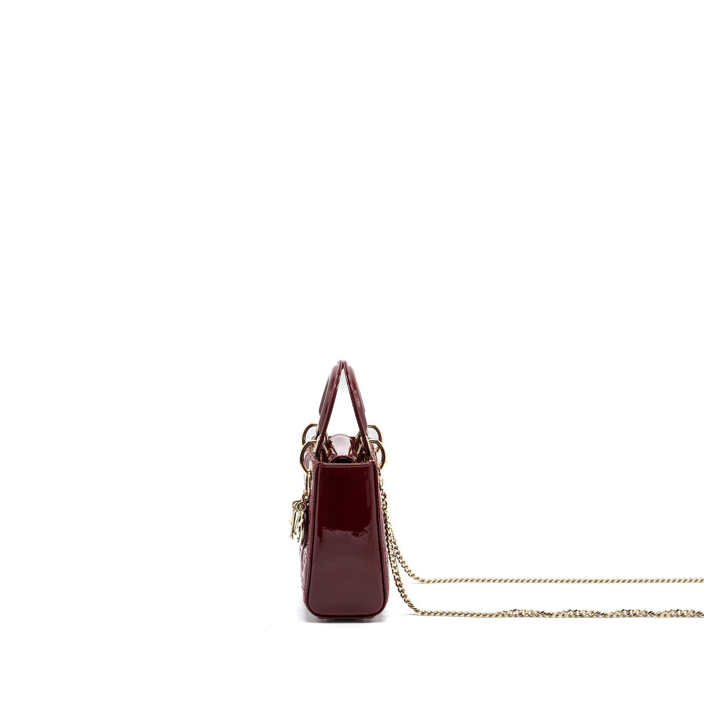 Dior Lady Patent Calfskin Handbag Red Mini Travel Bag