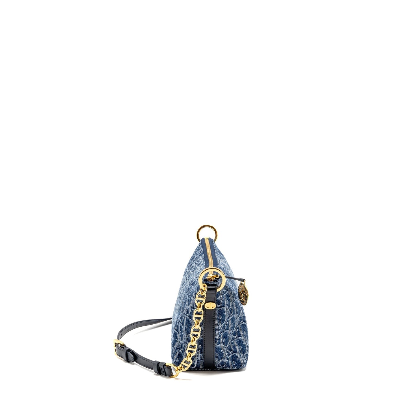 Dior star Oblique Hobo Purse Handbag Denim Blue Travel Bag
