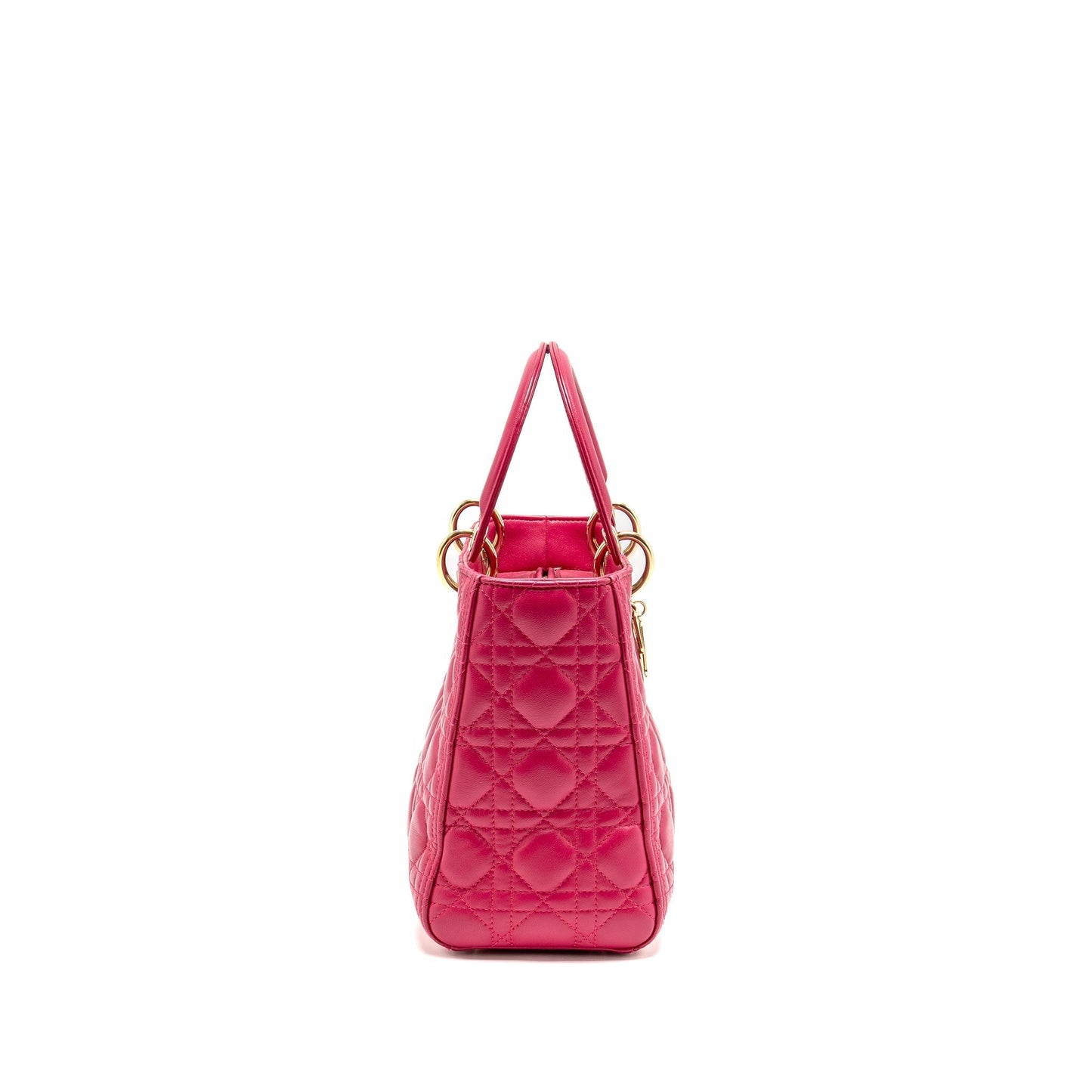 Dior Lady Lambskin Handbag Pink Medium Travel Bag Pink Handbag