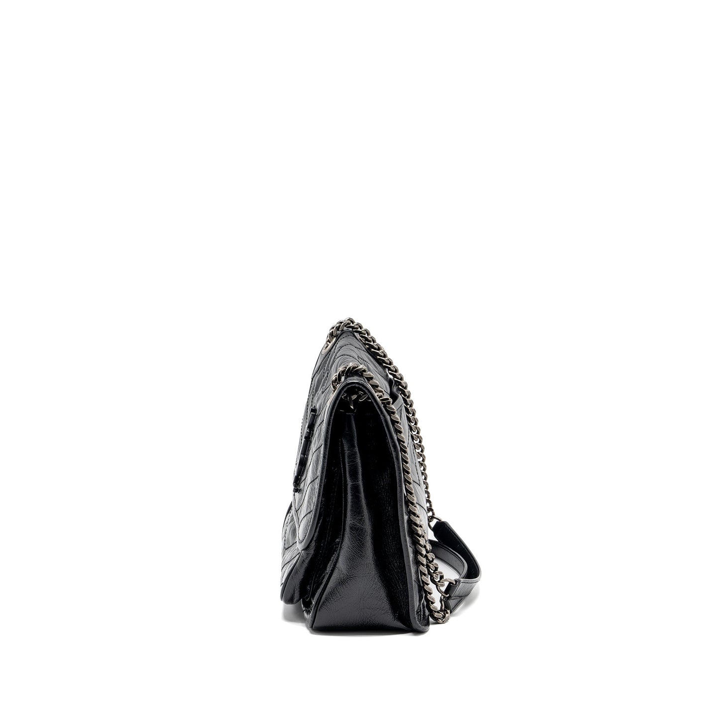 YSL Saint Laurent Niki Calfskin Handbag Black Medium Travel Bag Calfskin Black Shw