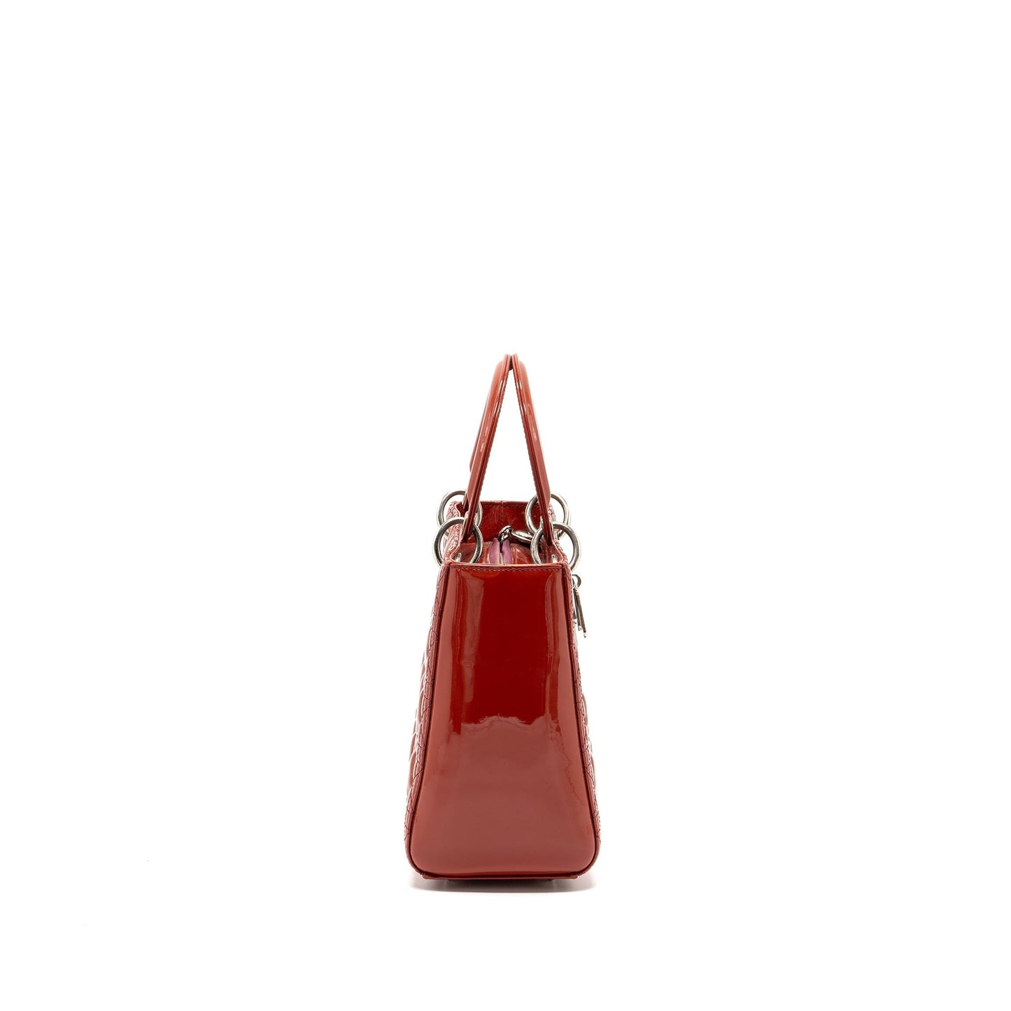 Dior Lady Patent Dark Handbag Pink Medium Travel Bag