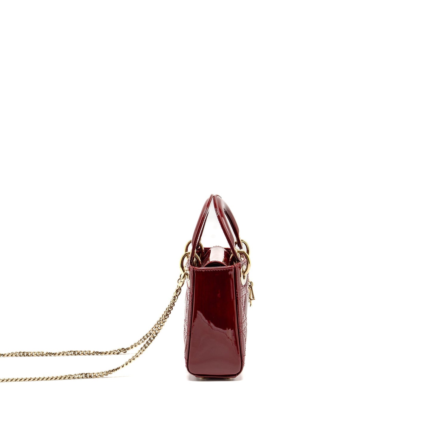 Dior Lady Patent Handbag Red Mini Travel Bag 3