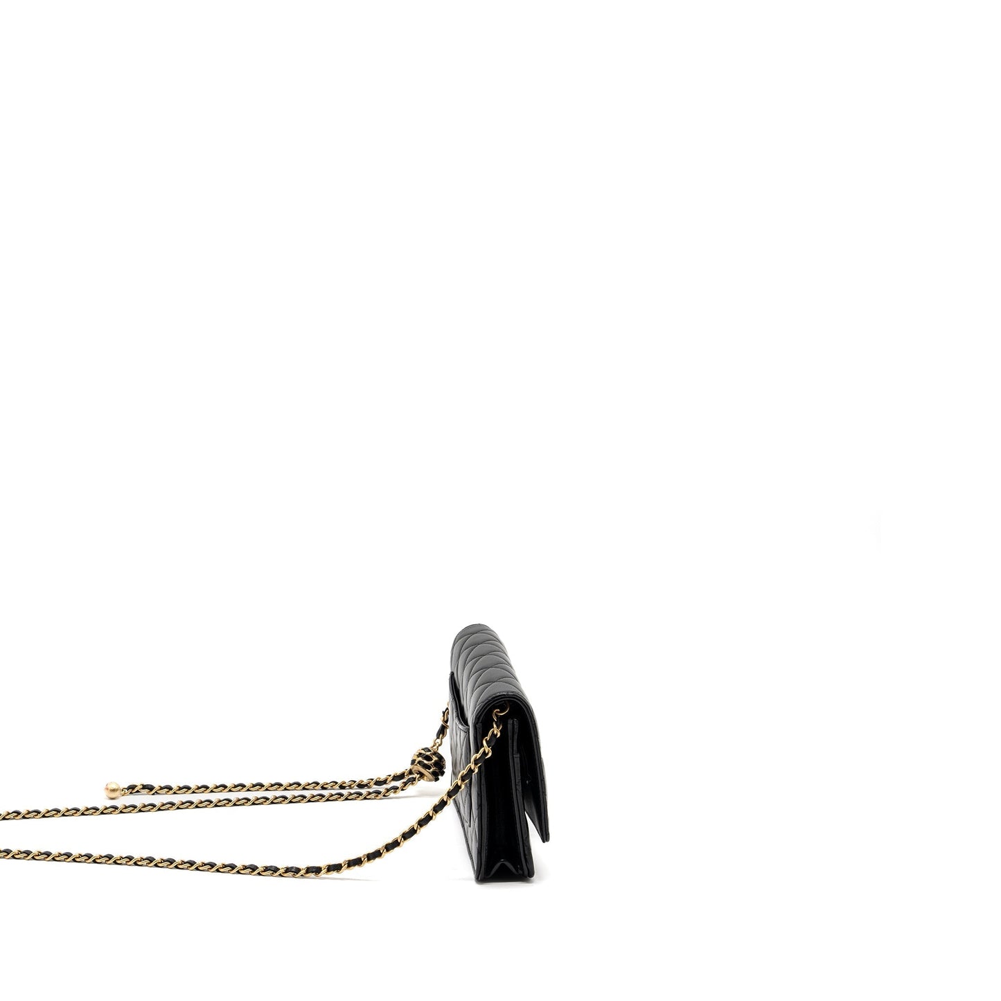 Chanel 22S Pearl Crush on Lambskin Brushed Black Wallet Case