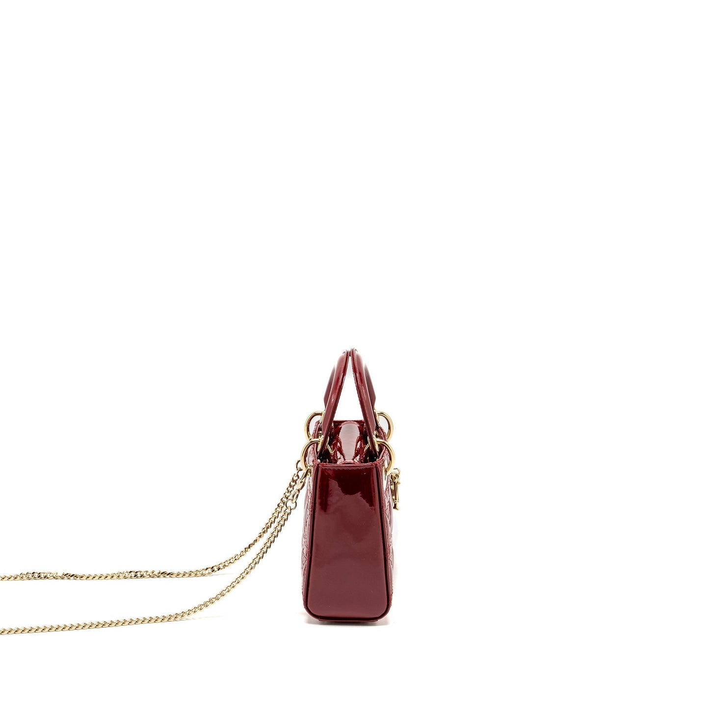 Dior Lady Patent Handbag Red Mini Travel Bag Red Handbag