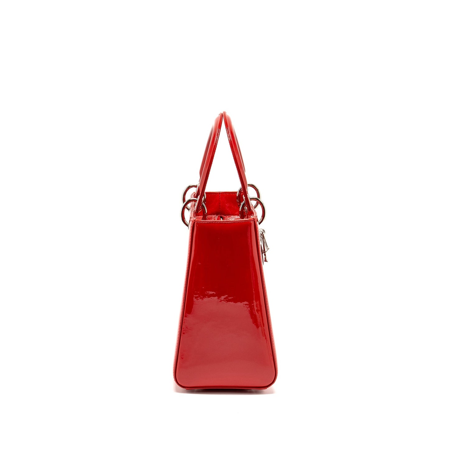 Dior Lady Patent Handbag Red Medium Travel Bag