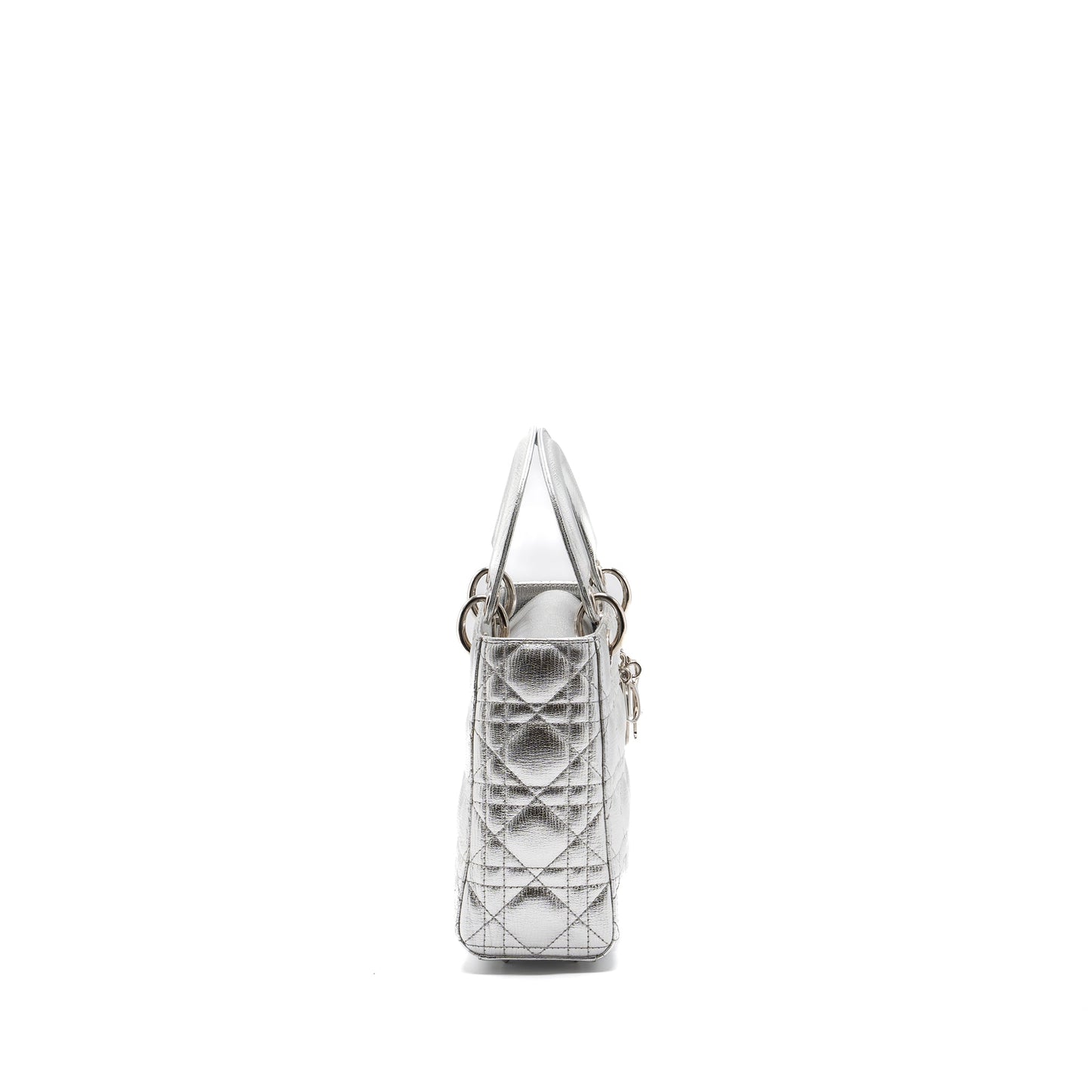 Dior My Lady Purse Calfskin Handbag Silver Small Travel Bag