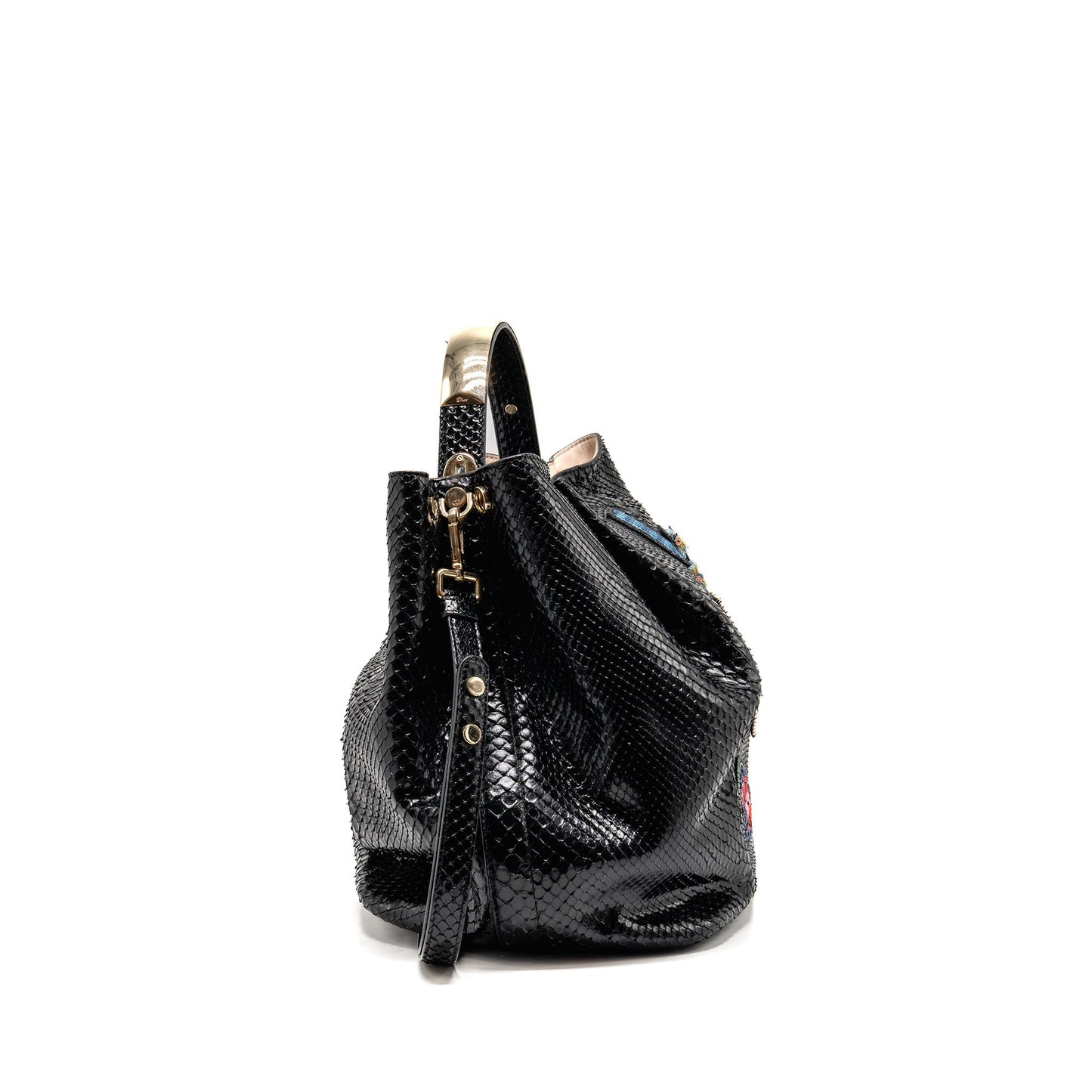 Dior ific Tote Purse Python Handbag Leather Black Tote Bag