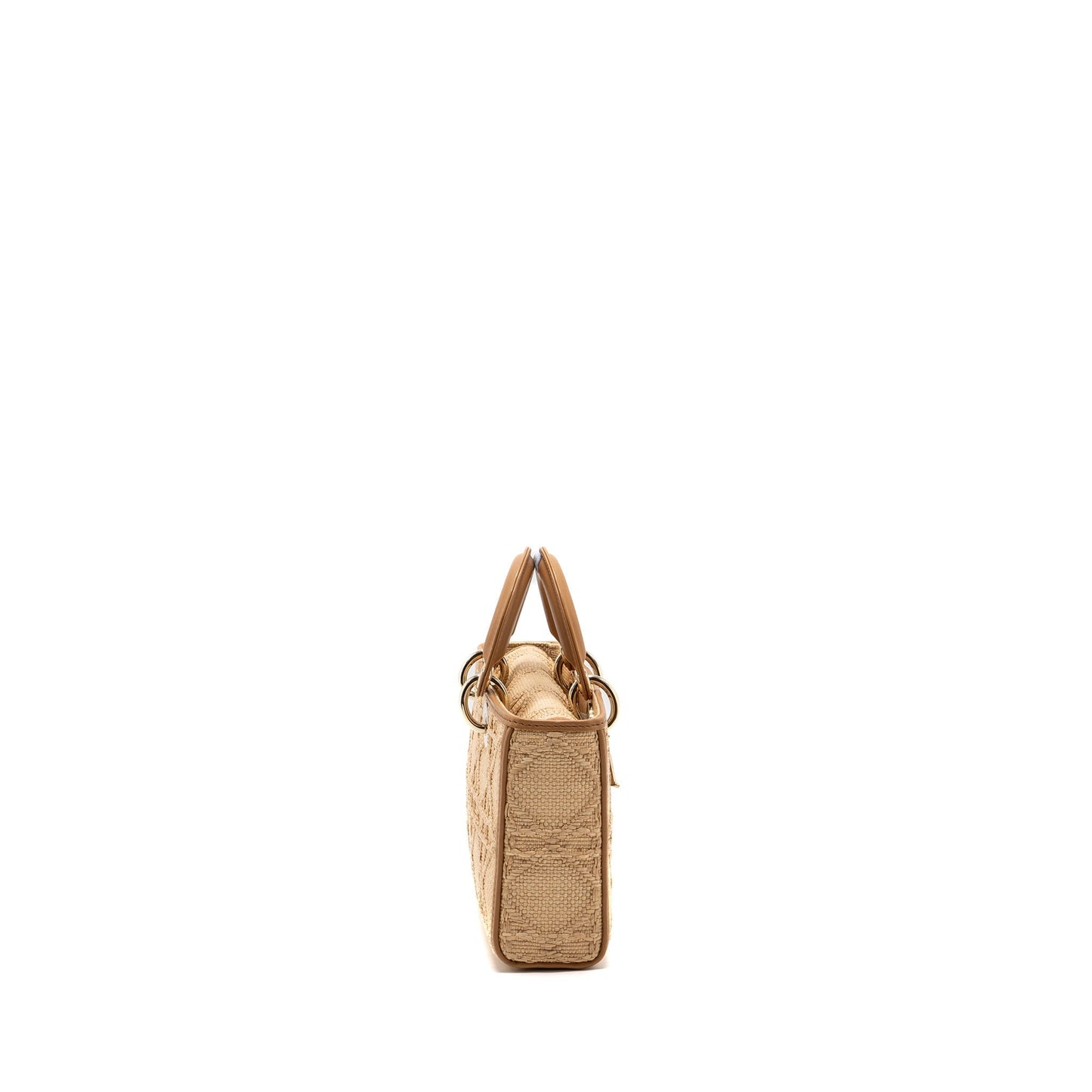 Dior Lady D Joy Purse Natural Handbag Leather Raffia Travel Bag