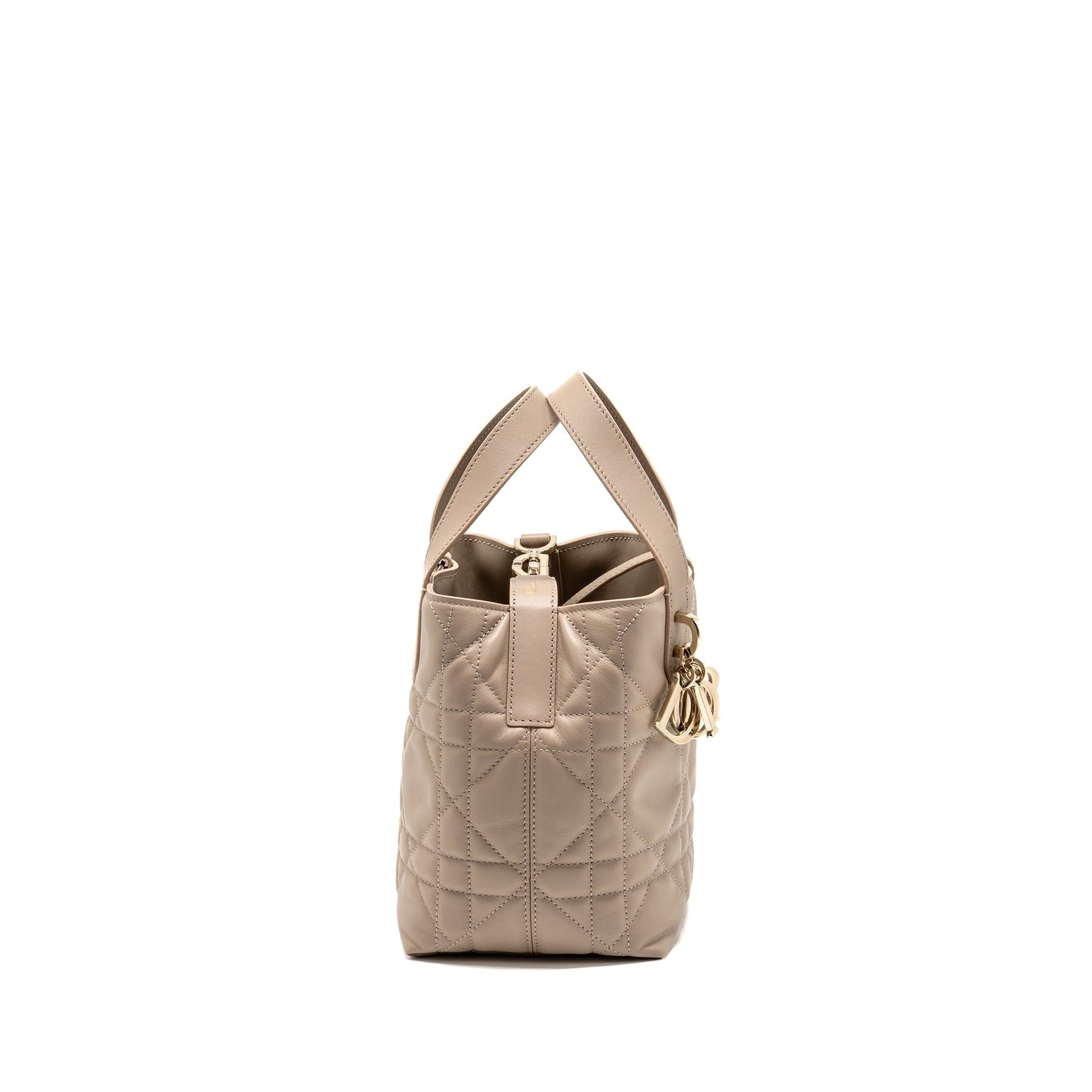 Dior Toujours Tote Purse Macrocannage Calfskin Powder Handbag Beige Small Tote Bag