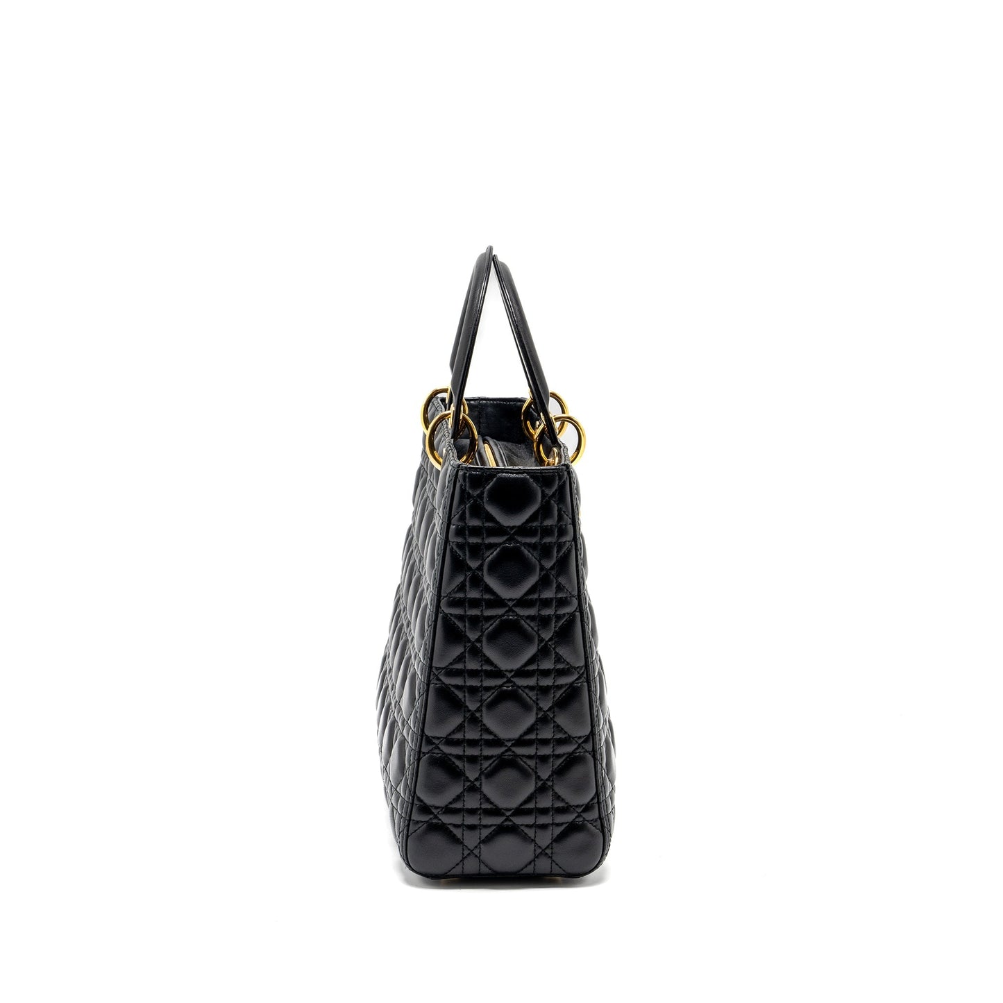 Dior Lady Lambskin Handbag Black Large Travel Bag