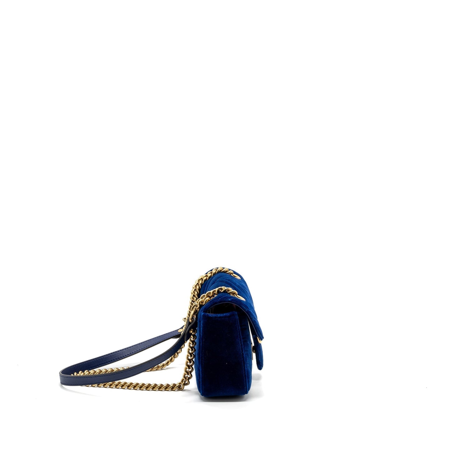 Gucci Marmont Bag Velvet Blue Mini Travel Bag