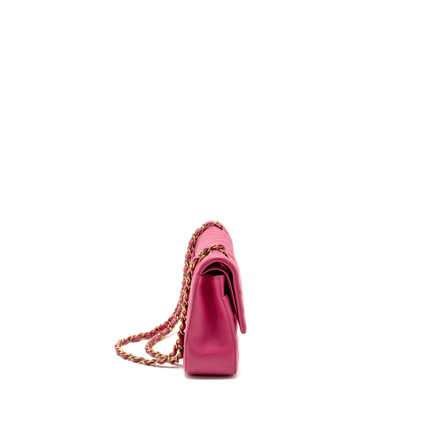 Chanel chevron Classic Double flap lambskin GHW Pink Shoulder Bag