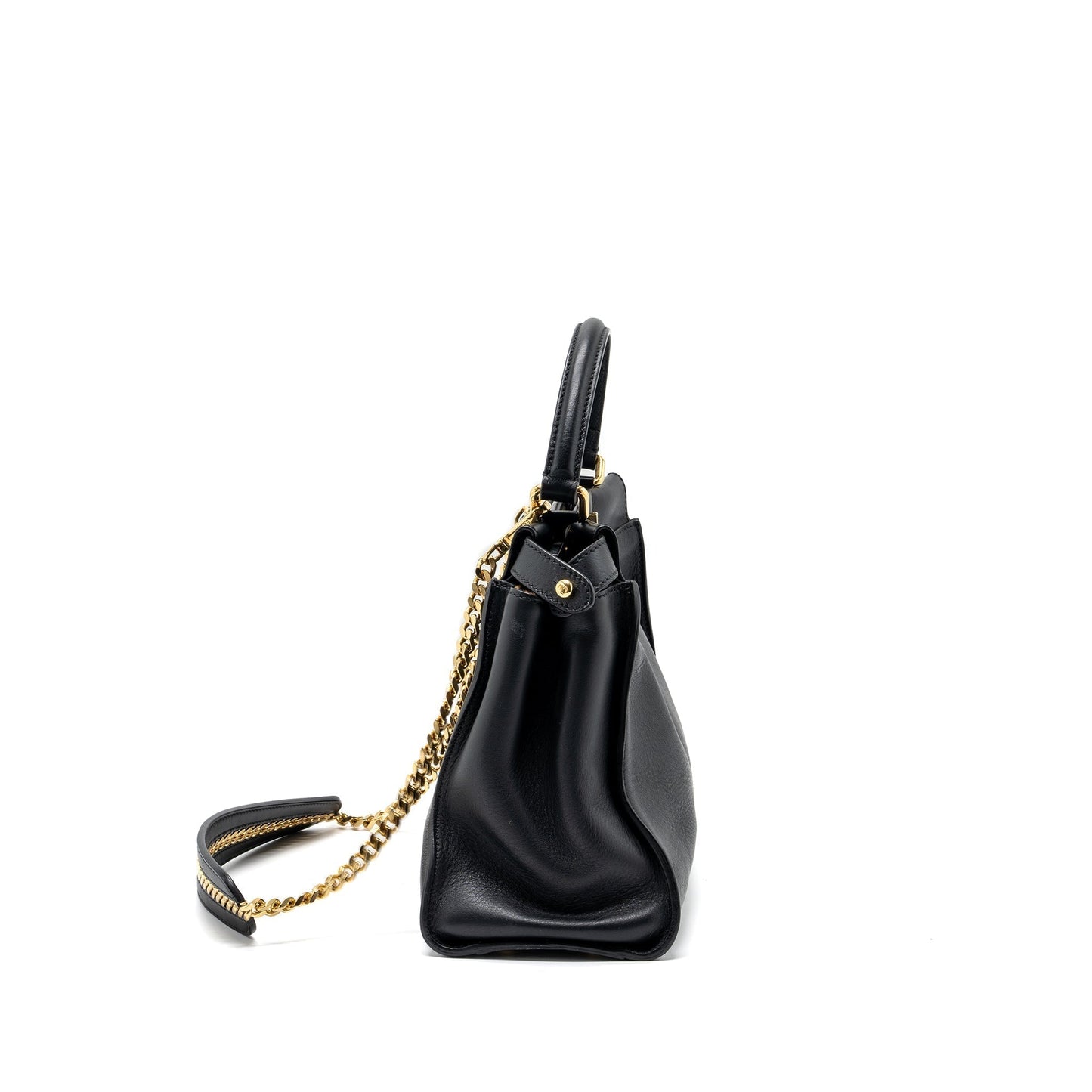 Fendi Peekaboo Purse Leather Black Medium Travel Bag