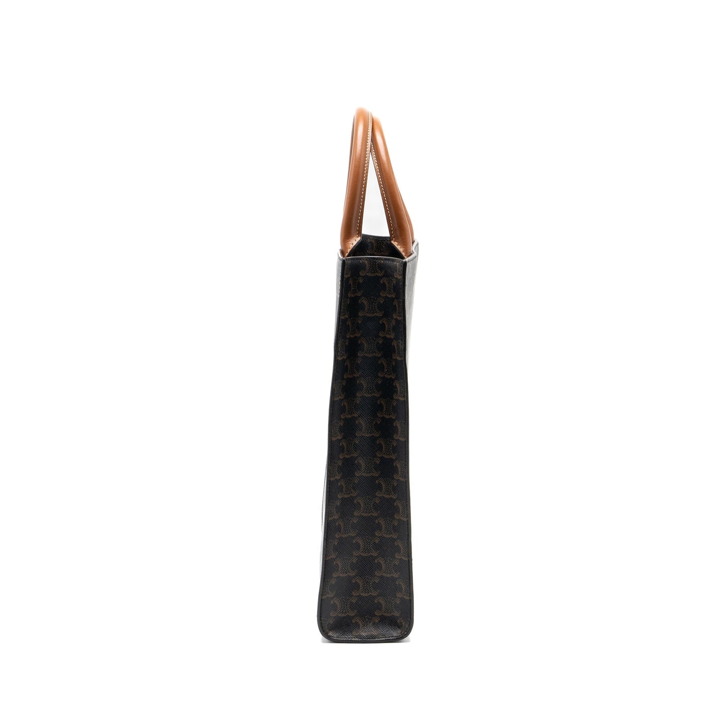 Celine Cabas Vertical In Triomphe Calfskin Handbag Canvas Tan Travel Bag