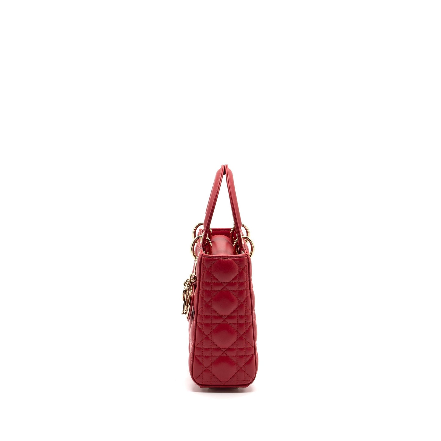 Dior Lady Lambskin Handbag Red Small Travel Bag