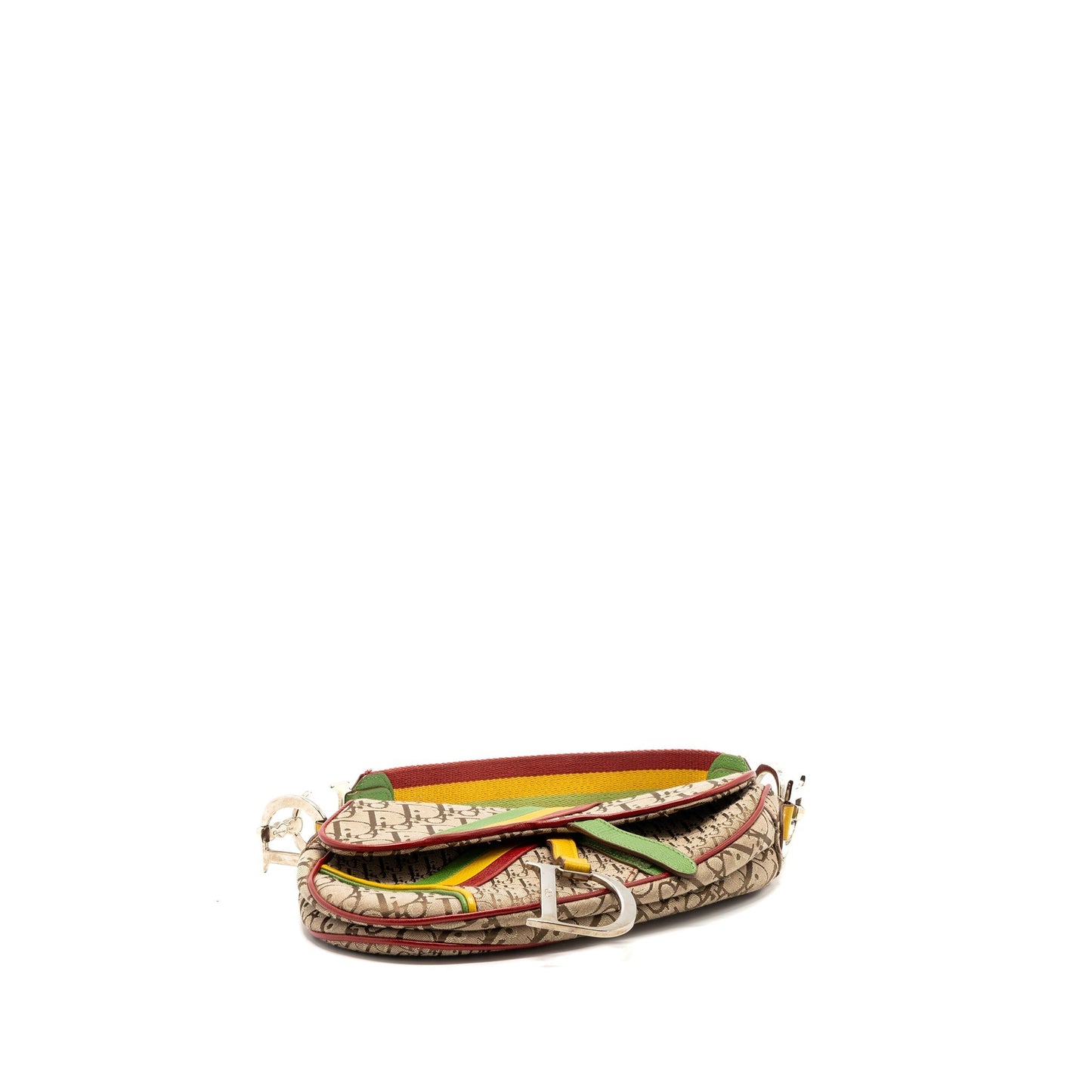 Dior Saddle Purse Multicolour Handbag Leather Canvas Travel Bag