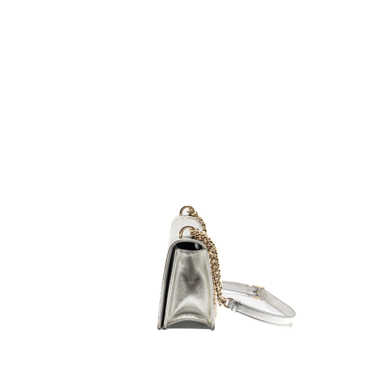 Dior ama Purse Goatskin Metallic Handbag Silver Travel Bag